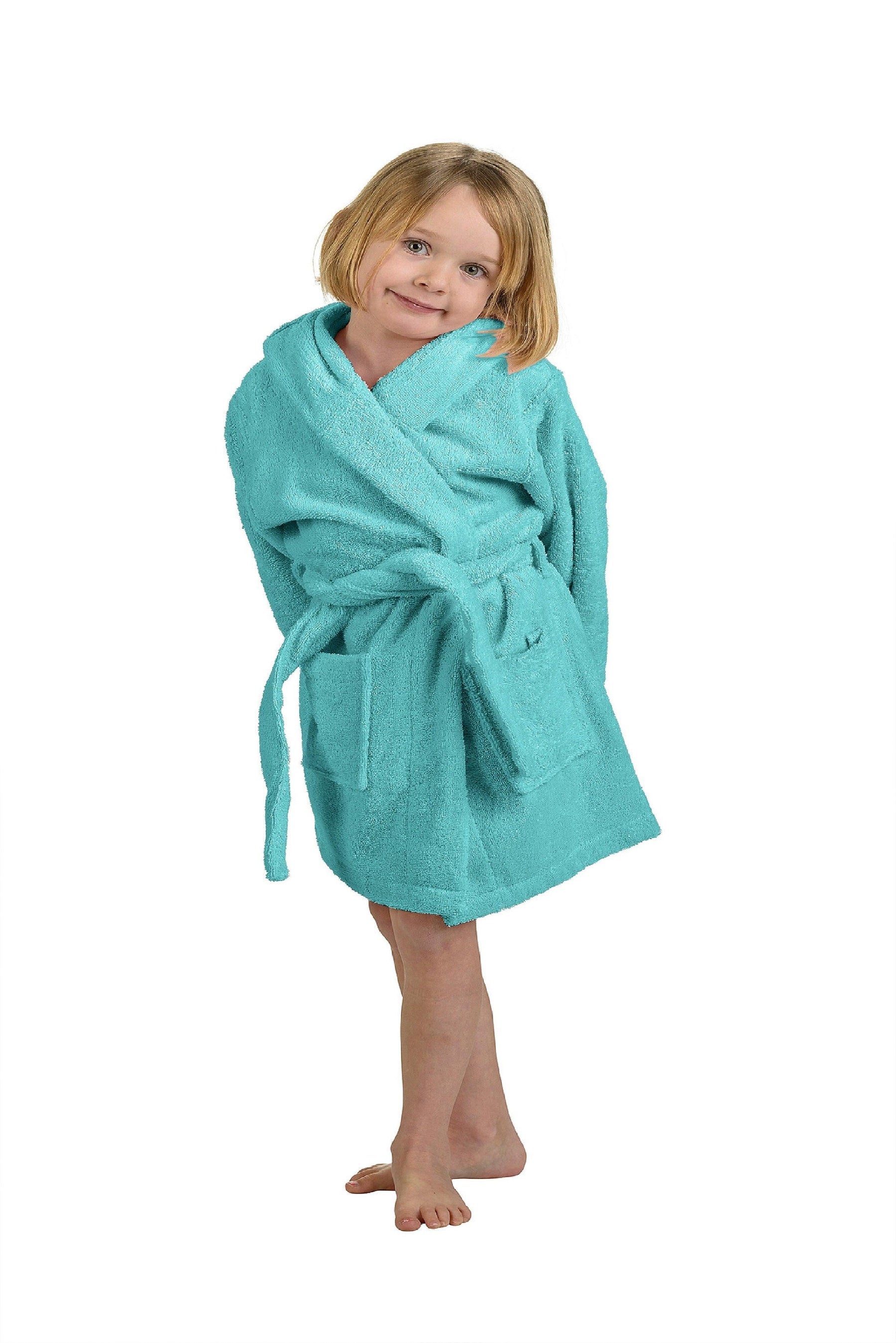 Cotton Terry Bath Robe Boys Girls Kids Unisex Hooded Bathrobe