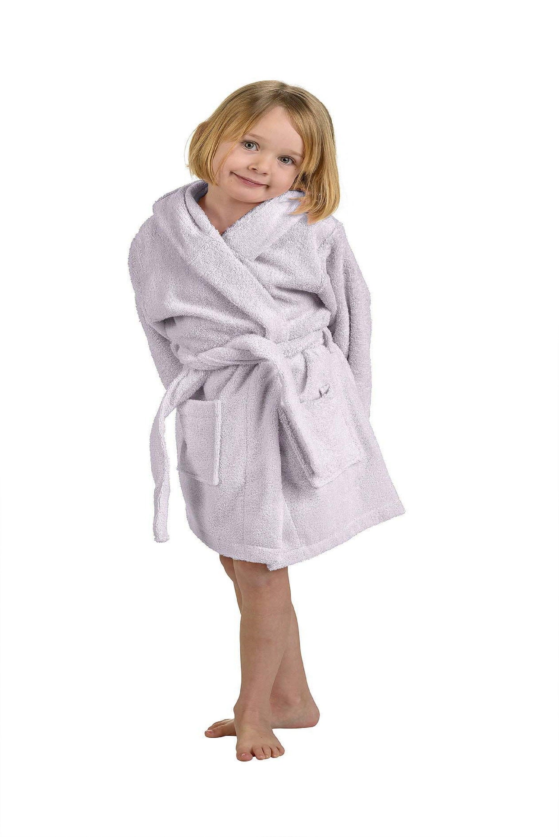 Cotton Terry Bath Robe Boys Girls Kids Unisex Hooded Bathrobe