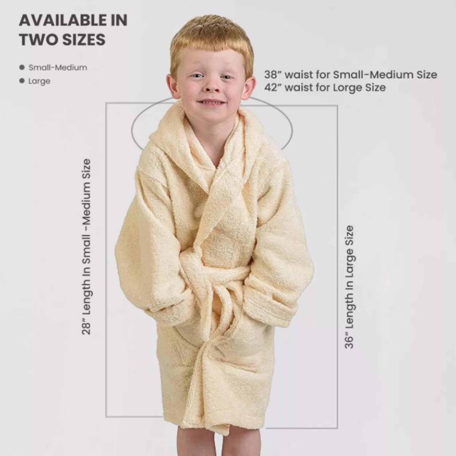 Cotton Terry Bath Robe Boys Girls Kids Unisex Hooded Bathrobe
