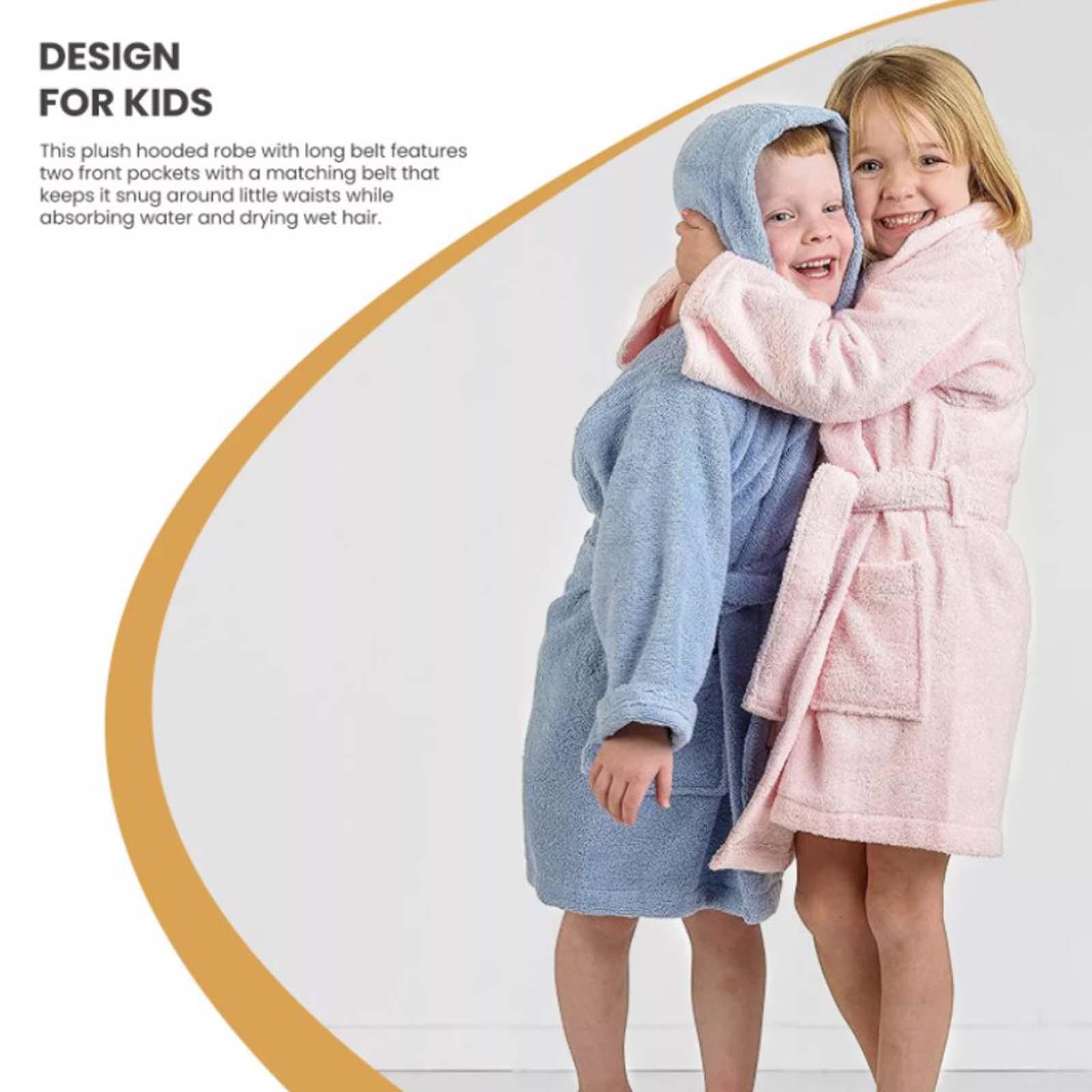 Cotton Terry Bath Robe Boys Girls Kids Unisex Hooded Bathrobe