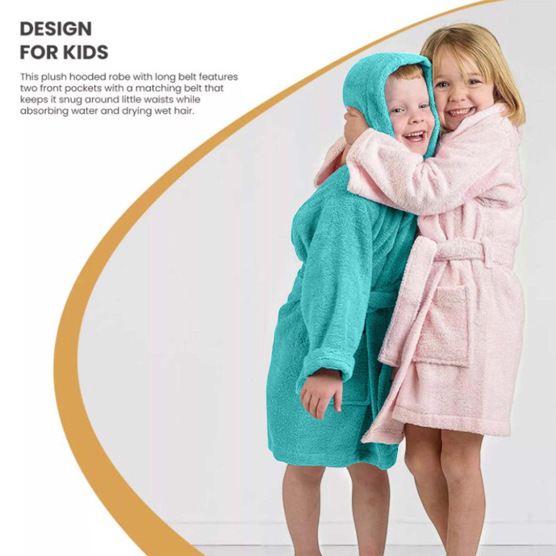 Cotton Terry Bath Robe Boys Girls Kids Unisex Hooded Bathrobe