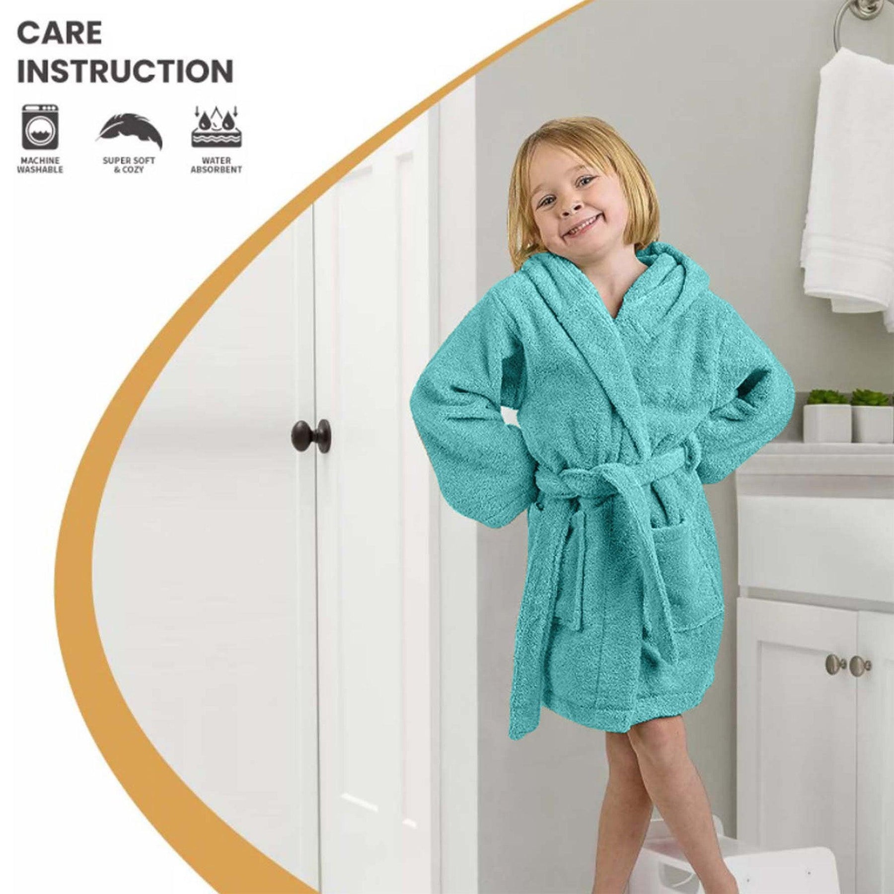 Cotton Terry Bath Robe Boys Girls Kids Unisex Hooded Bathrobe