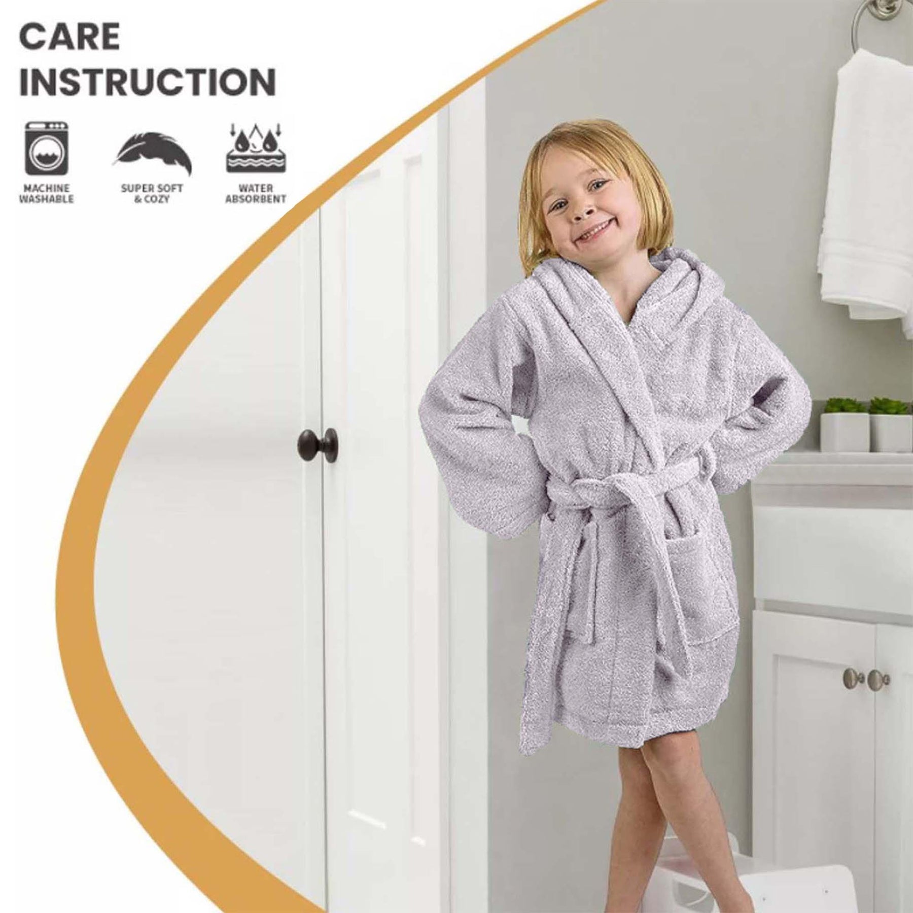 Cotton Terry Bath Robe Boys Girls Kids Unisex Hooded Bathrobe