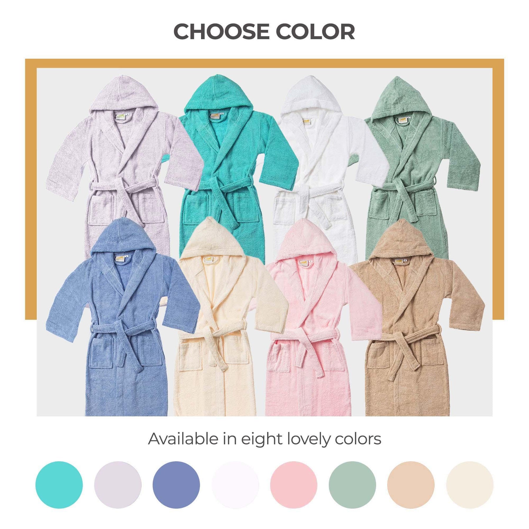 Cotton Terry Bath Robe Boys Girls Kids Unisex Hooded Bathrobe