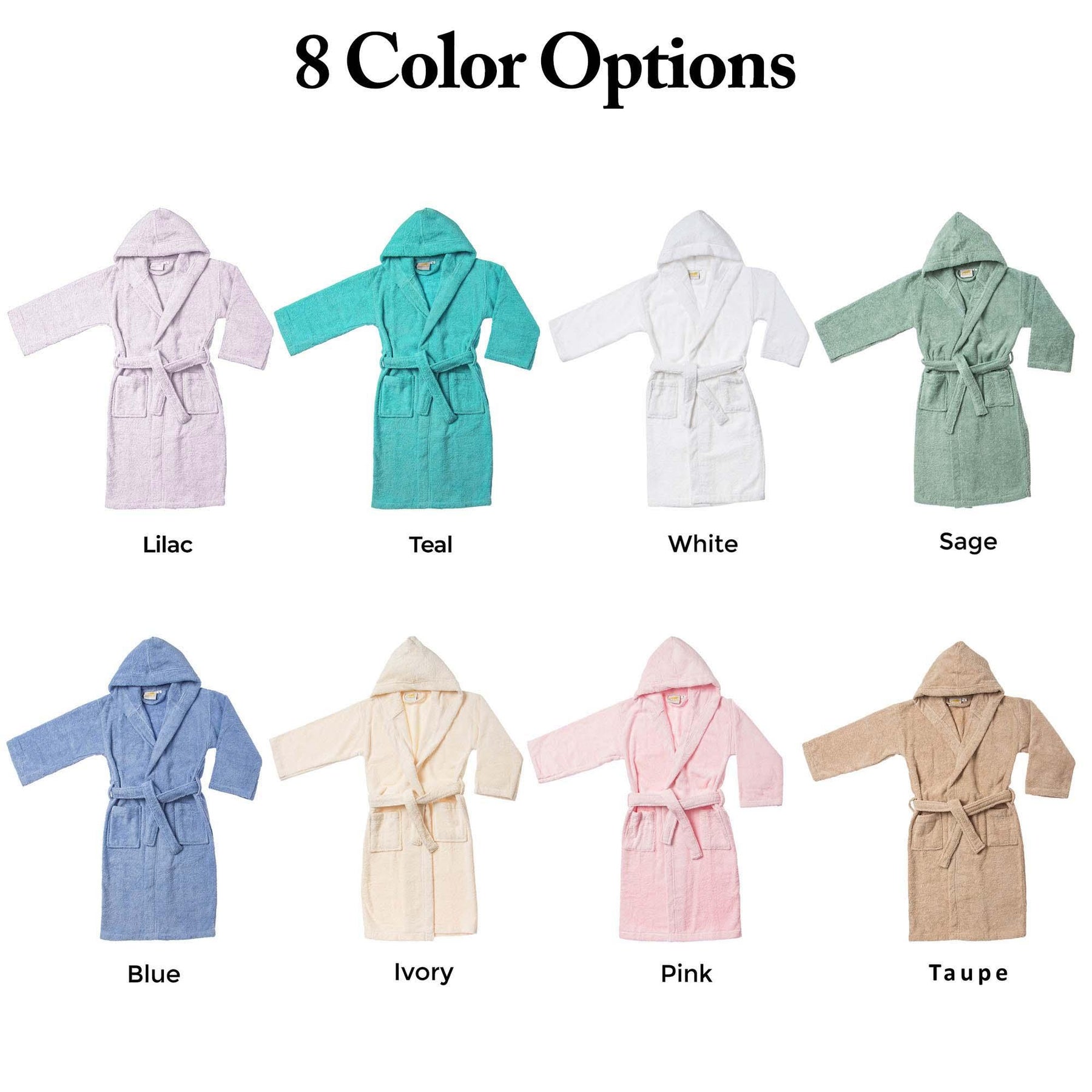 Cotton Terry Bath Robe Boys Girls Kids Unisex Hooded Bathrobe
