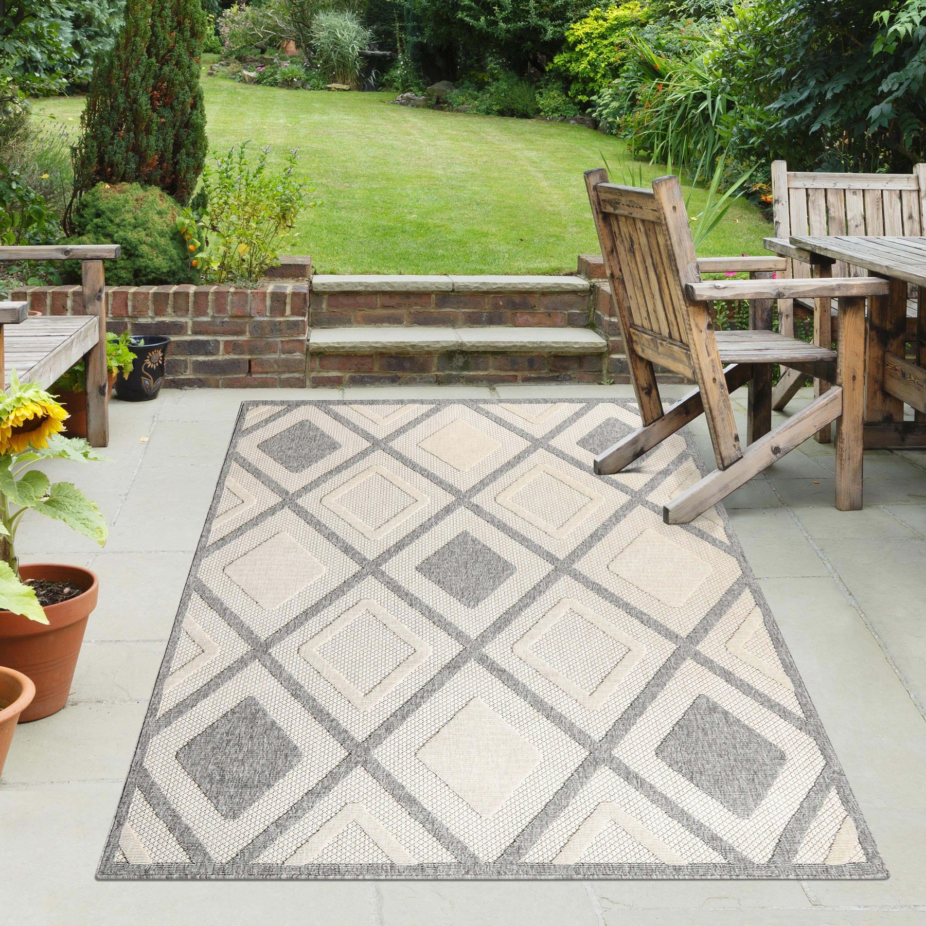 Daelyn Diamond Lattice Area Rug Modern Indoor Outdoor Rugs
