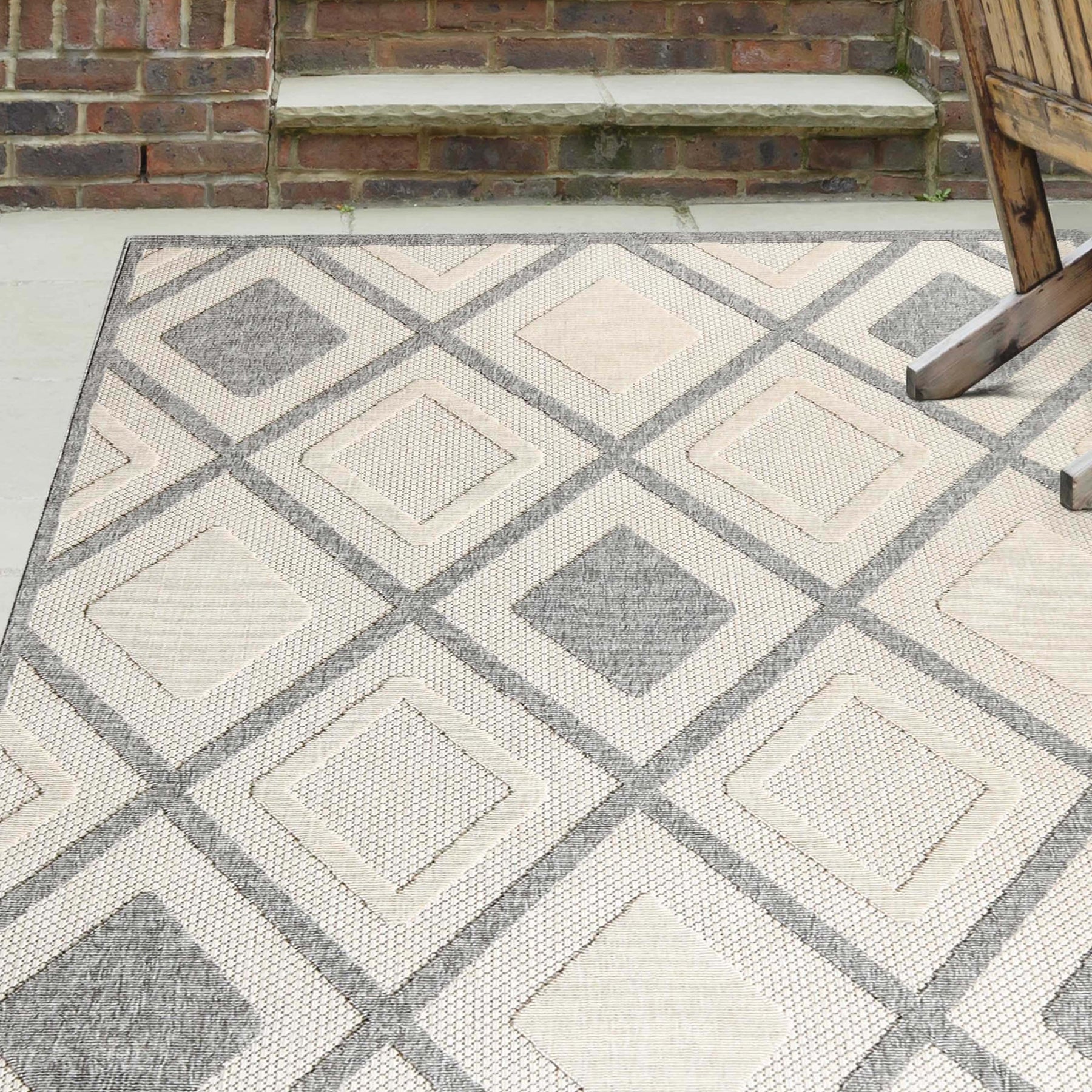Daelyn Diamond Lattice Area Rug Modern Indoor Outdoor Rugs
