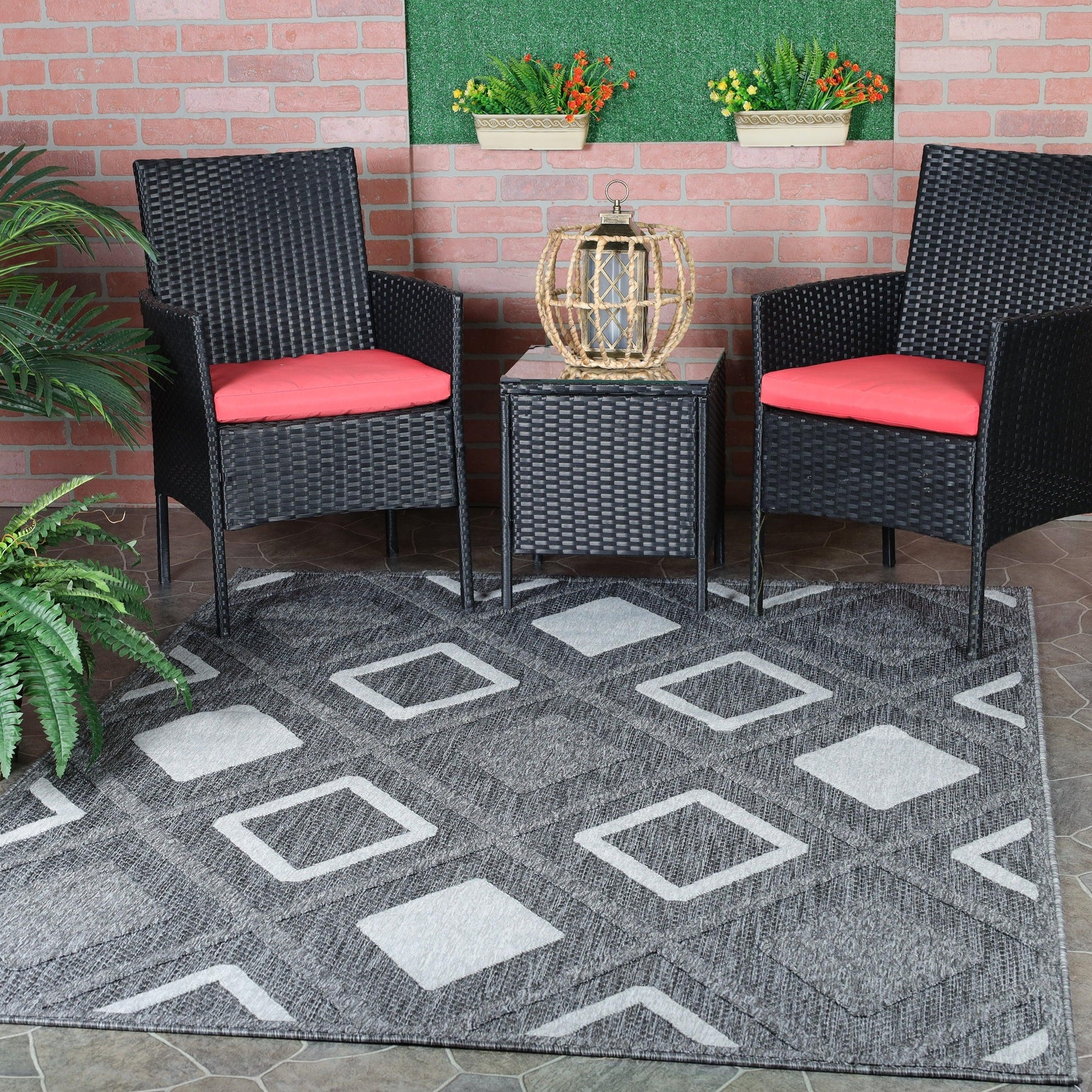 Daelyn Diamond Lattice Area Rug Modern Indoor Outdoor Rugs