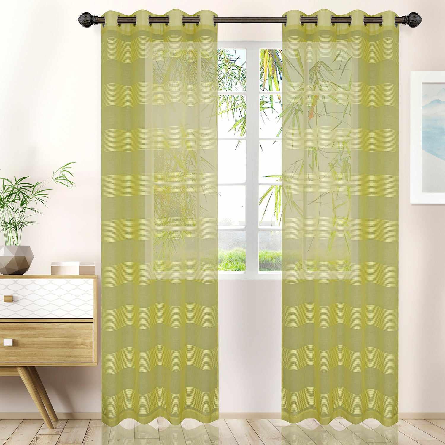 Dalisto Braided Rope Textured Grommet Sheer Curtain Set of 2