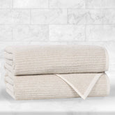 Cotton Blend Medium Weight Ribbed Bath Towel Set of 2