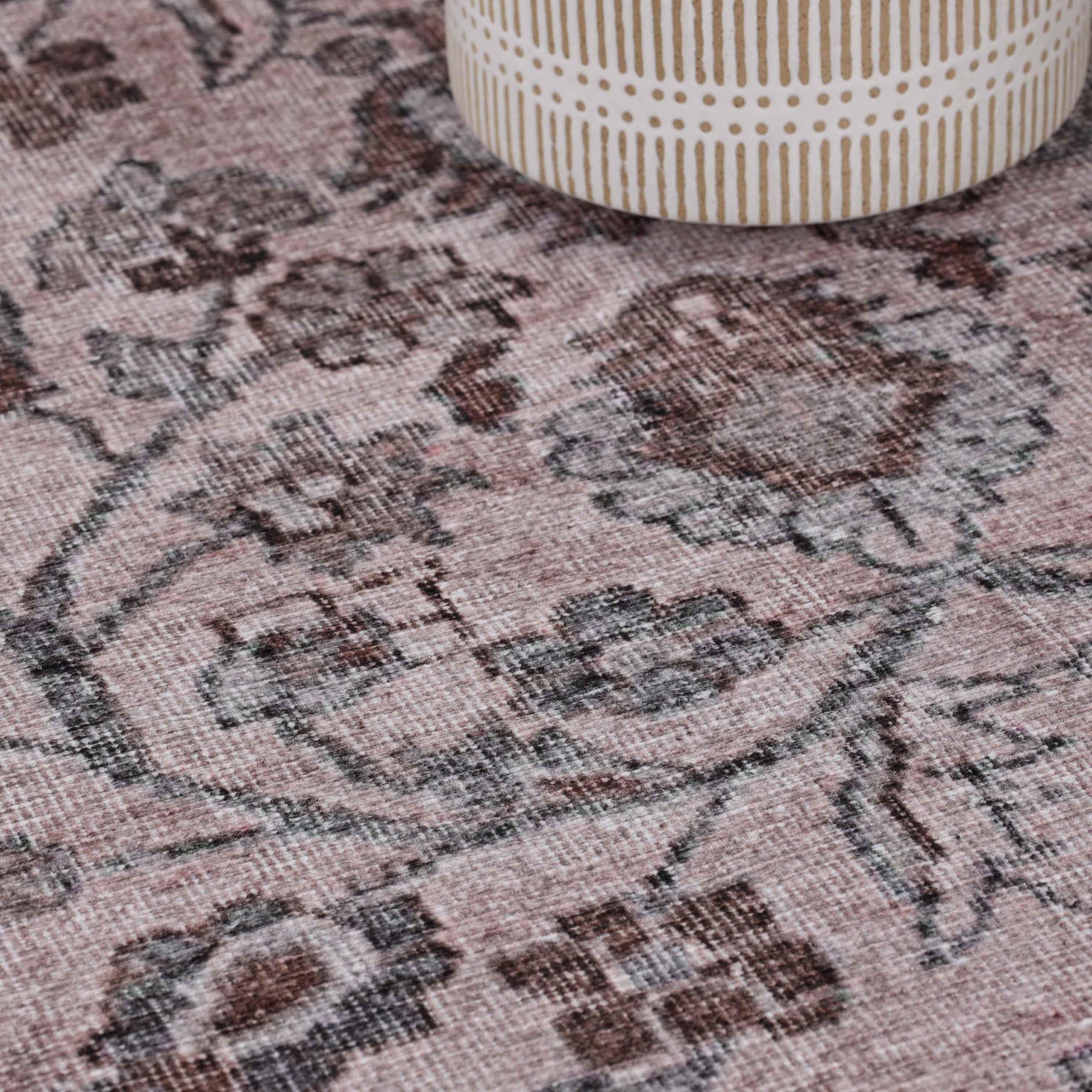 Distressed Floral Medallion Indoor Area Rug Dark Walnut