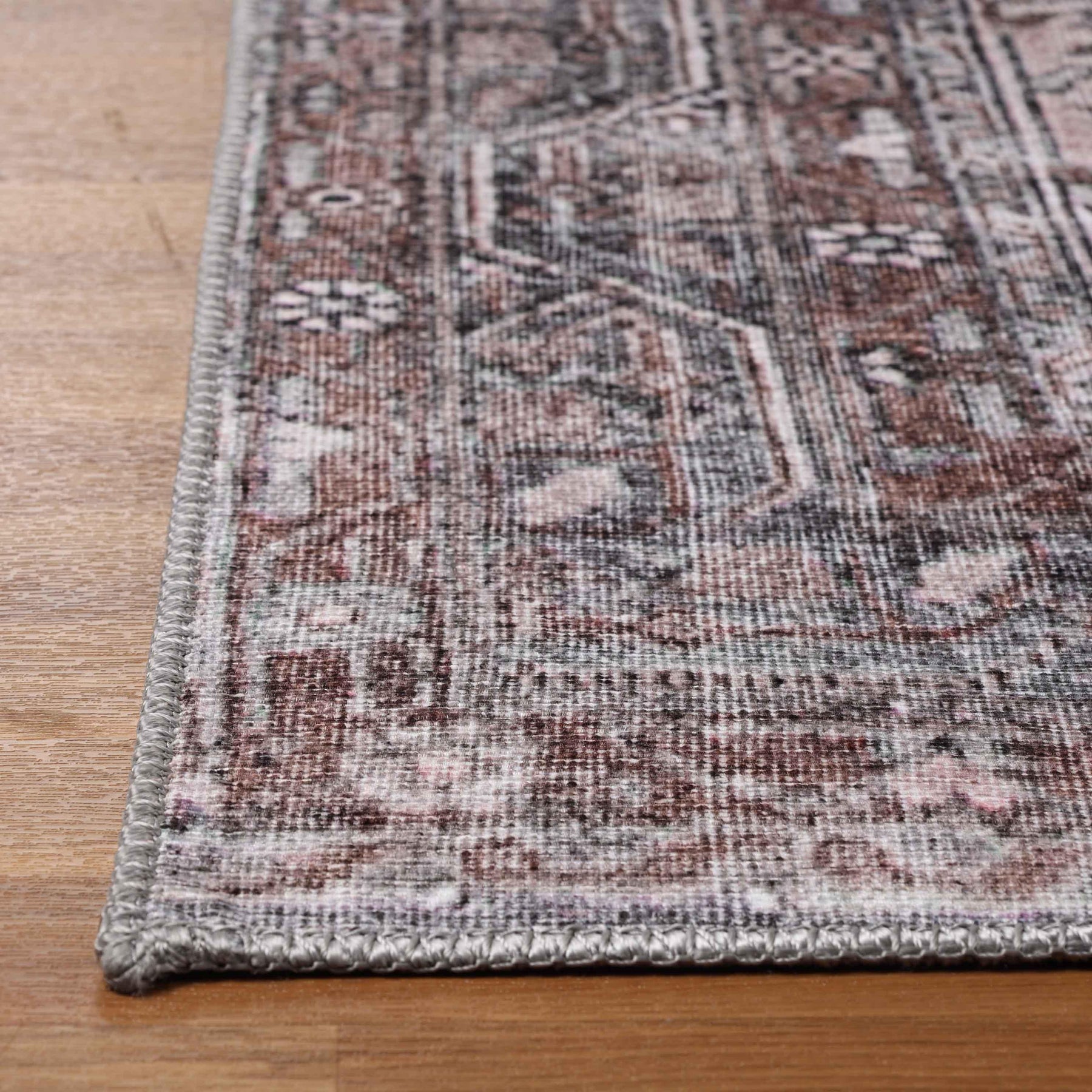 Distressed Floral Medallion Indoor Area Rug Dark Walnut