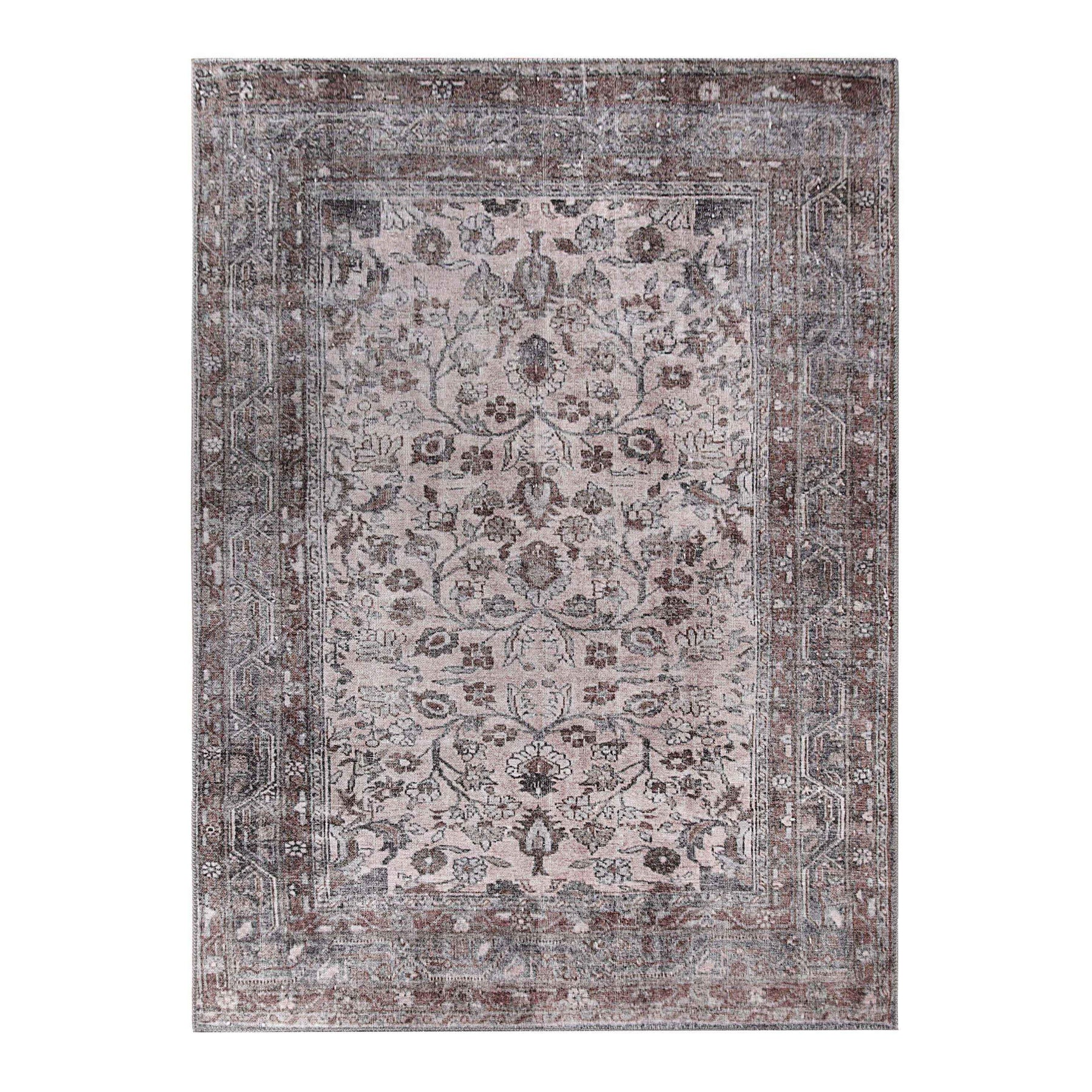 Distressed Floral Medallion Indoor Area Rug Dark Walnut