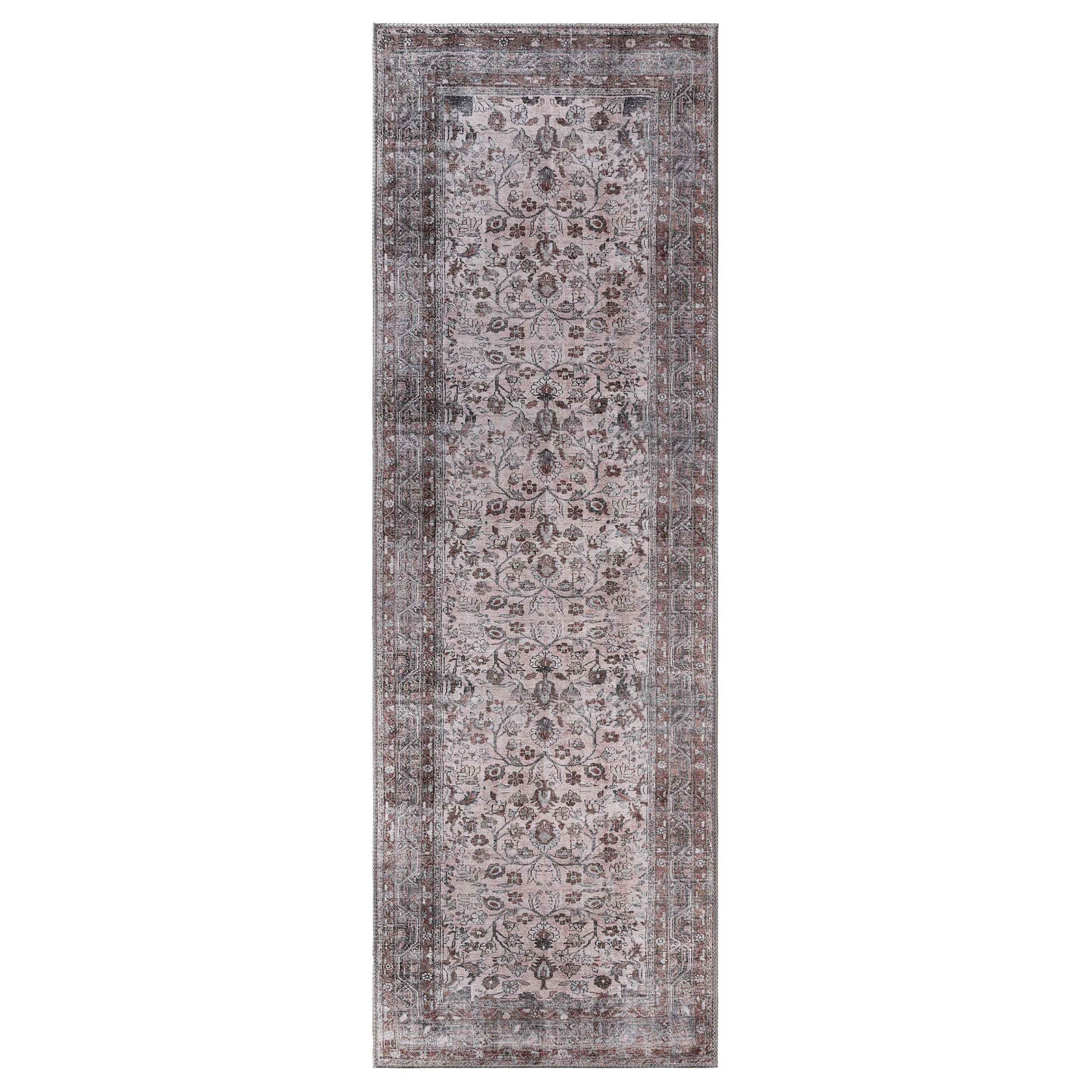 Distressed Floral Medallion Indoor Area Rug Dark Walnut