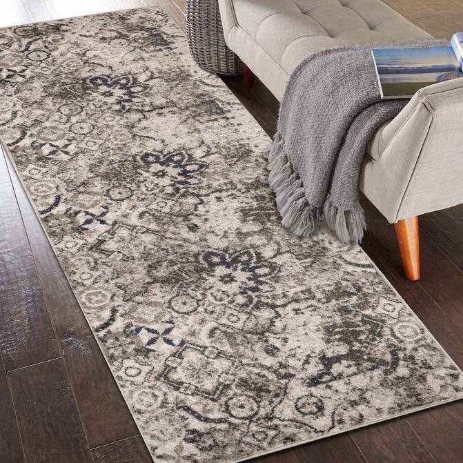 Distressed Floral Medallion Indoor Area Rugs or Runner Rug
