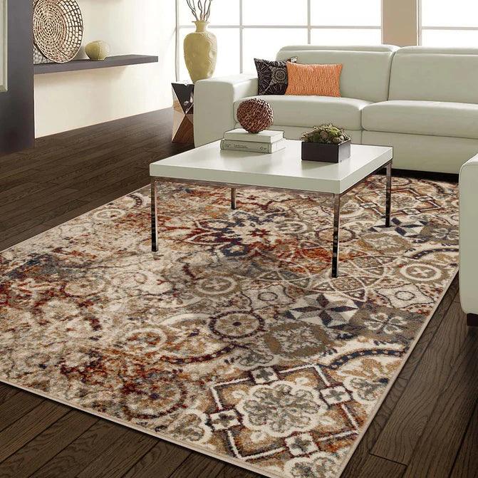 Distressed Floral Medallion Indoor Area Rugs or Runner Rug