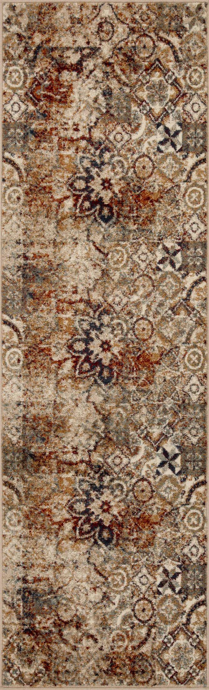 Distressed Floral Medallion Indoor Area Rugs or Runner Rug