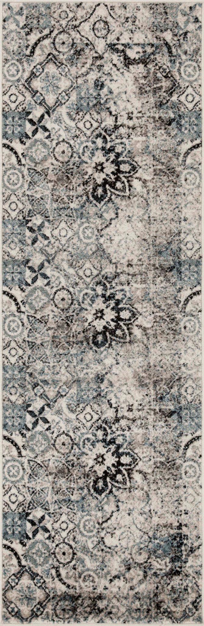Distressed Floral Medallion Indoor Area Rugs or Runner Rug