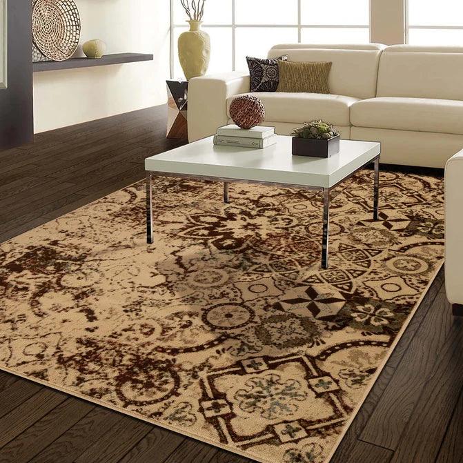 Distressed Floral Medallion Indoor Area Rugs or Runner Rug