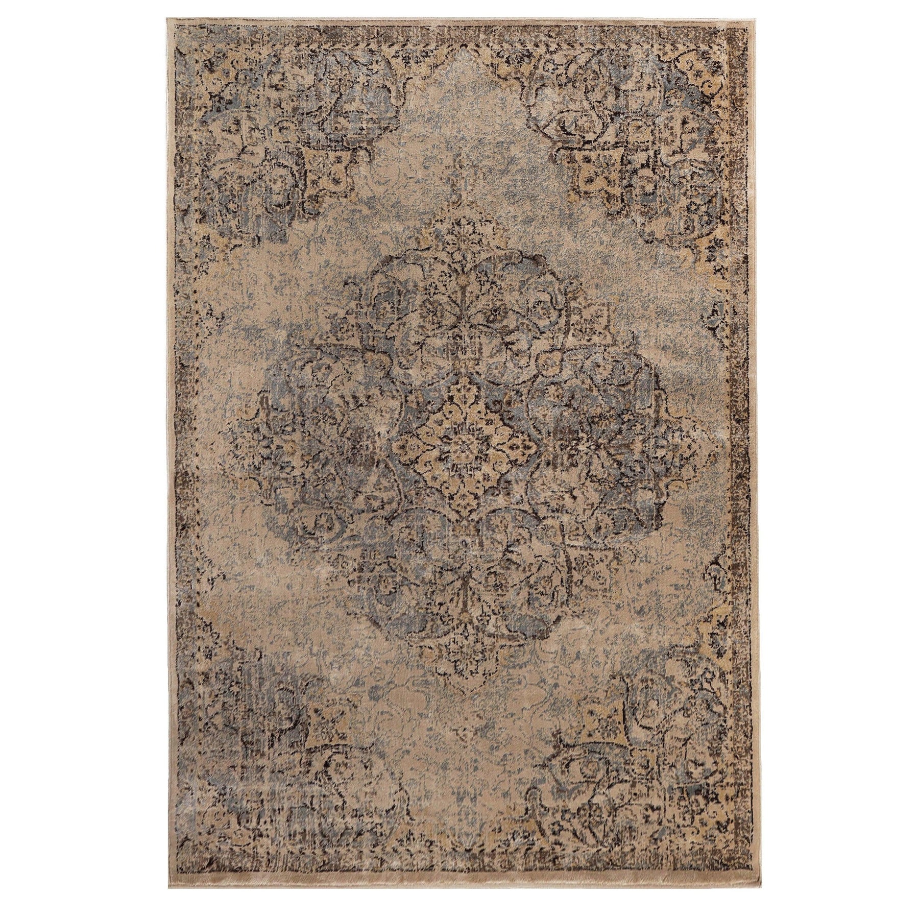 Distressed Traditional Medallion Damask Area Rugs Or Runner Rug