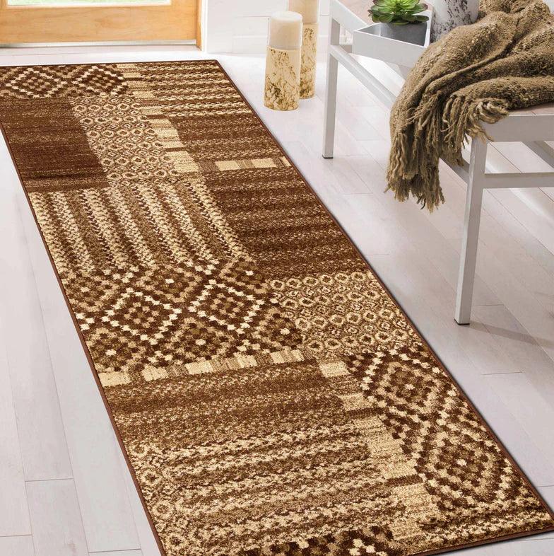 Dorset Block Patchwork Indoor Area Rug or Runner Rug