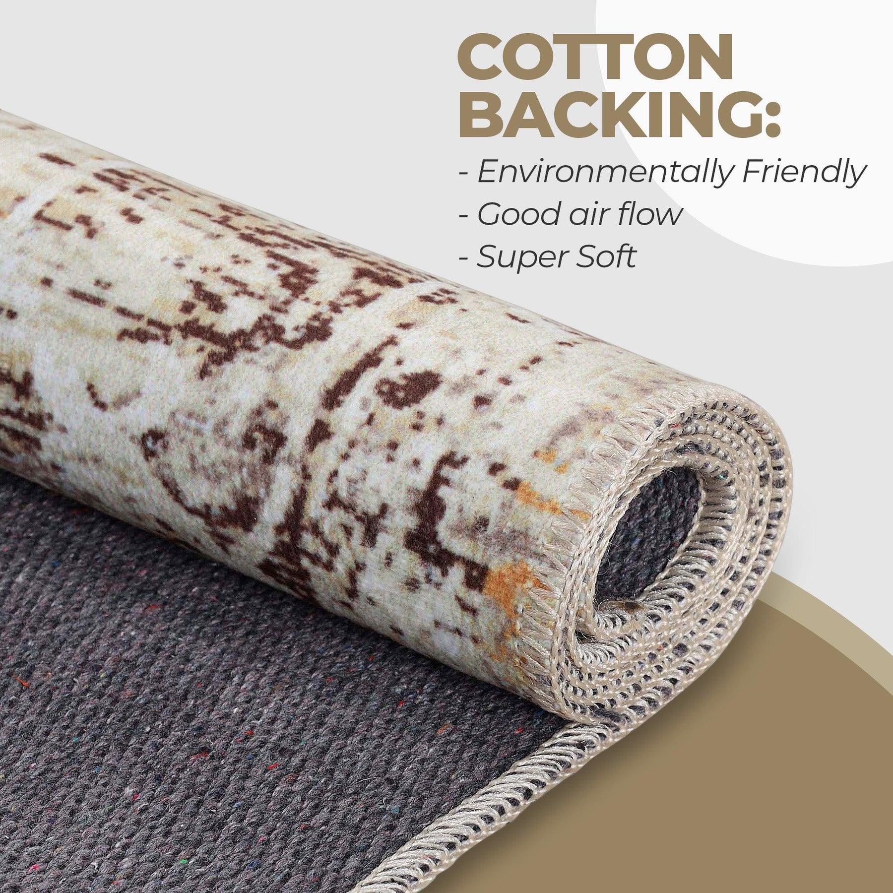 Dove Rustic Distressed Faded Medallion Washable Indoor Area Rug