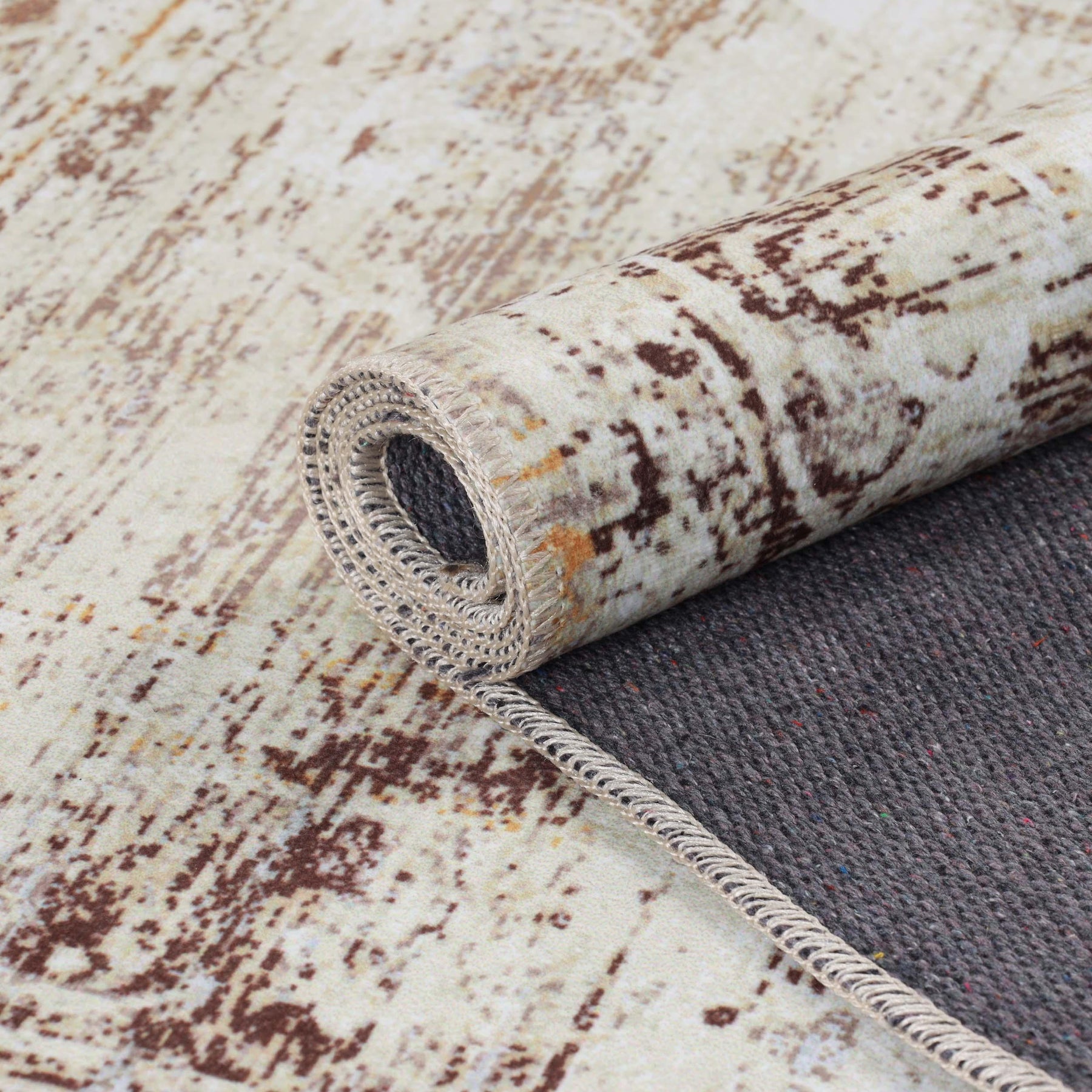 Dove Rustic Distressed Faded Medallion Washable Indoor Area Rug