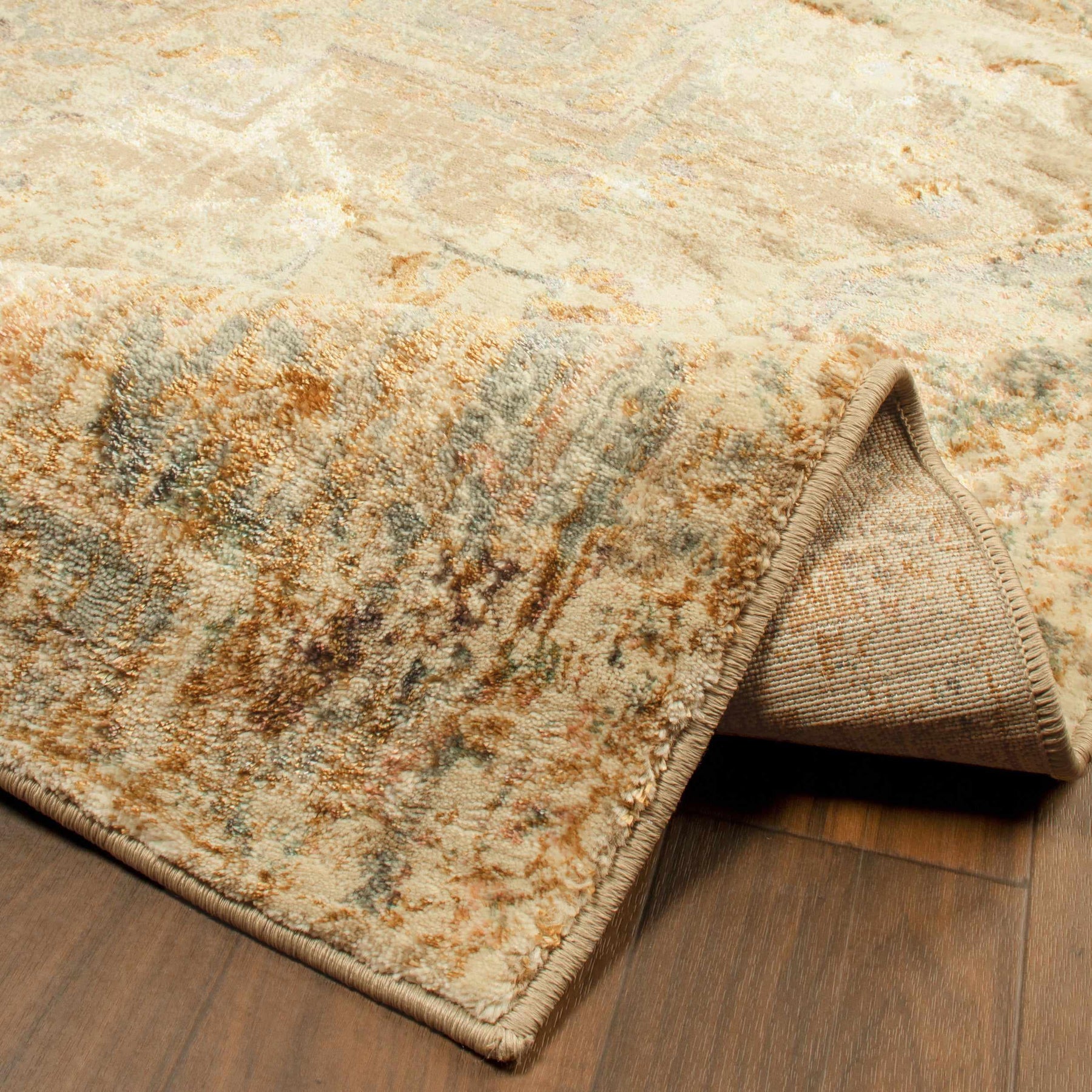 Duard Heavily Distressed Geometric Medallion Area Rug