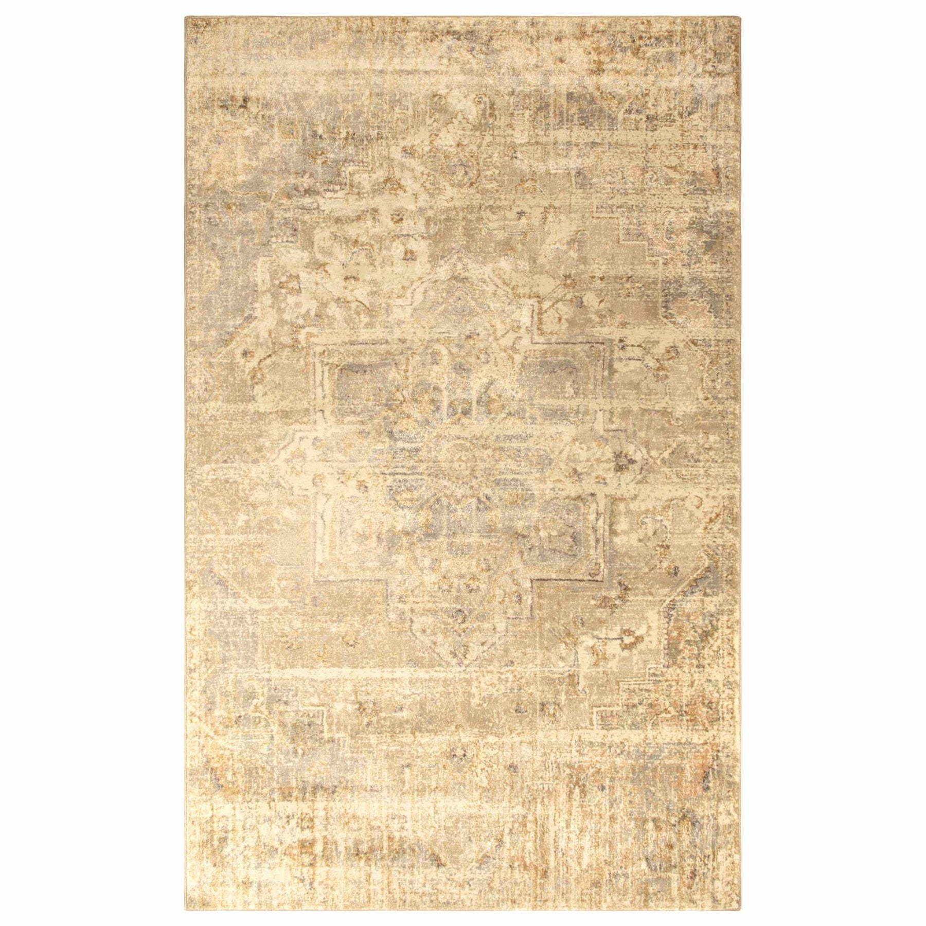Duard Heavily Distressed Geometric Medallion Area Rug