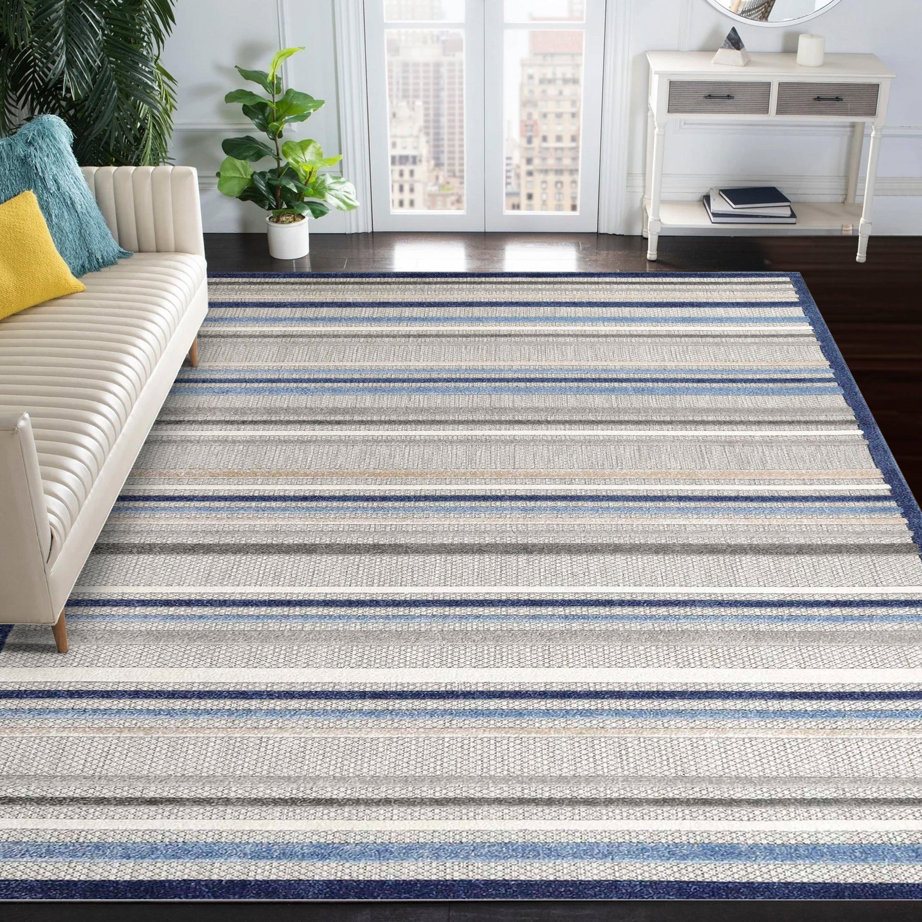 Eastyn Casual Stripe Geometric Area Rug Indoor Outdoor Rugs