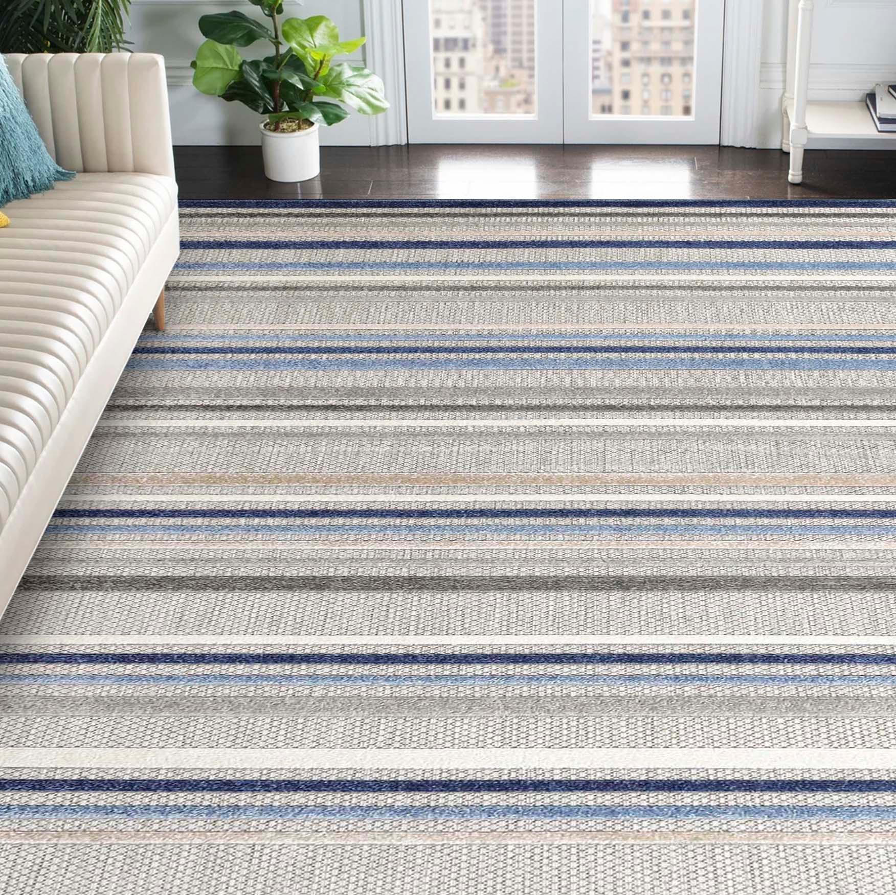 Eastyn Casual Stripe Geometric Area Rug Indoor Outdoor Rugs
