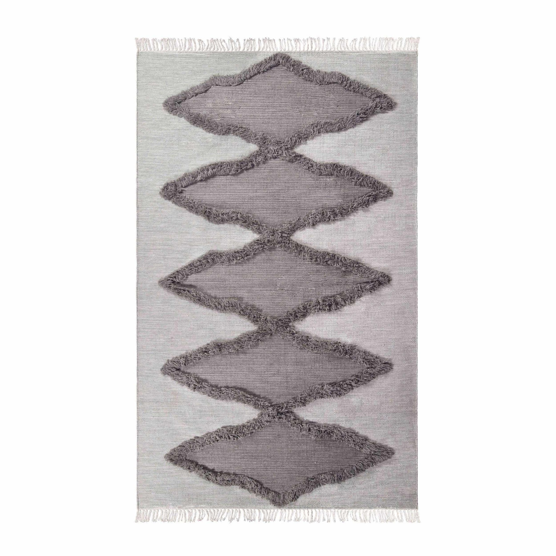Eclectic Wool Abstract Geometric Fringe Indoor Area or Runner Rug