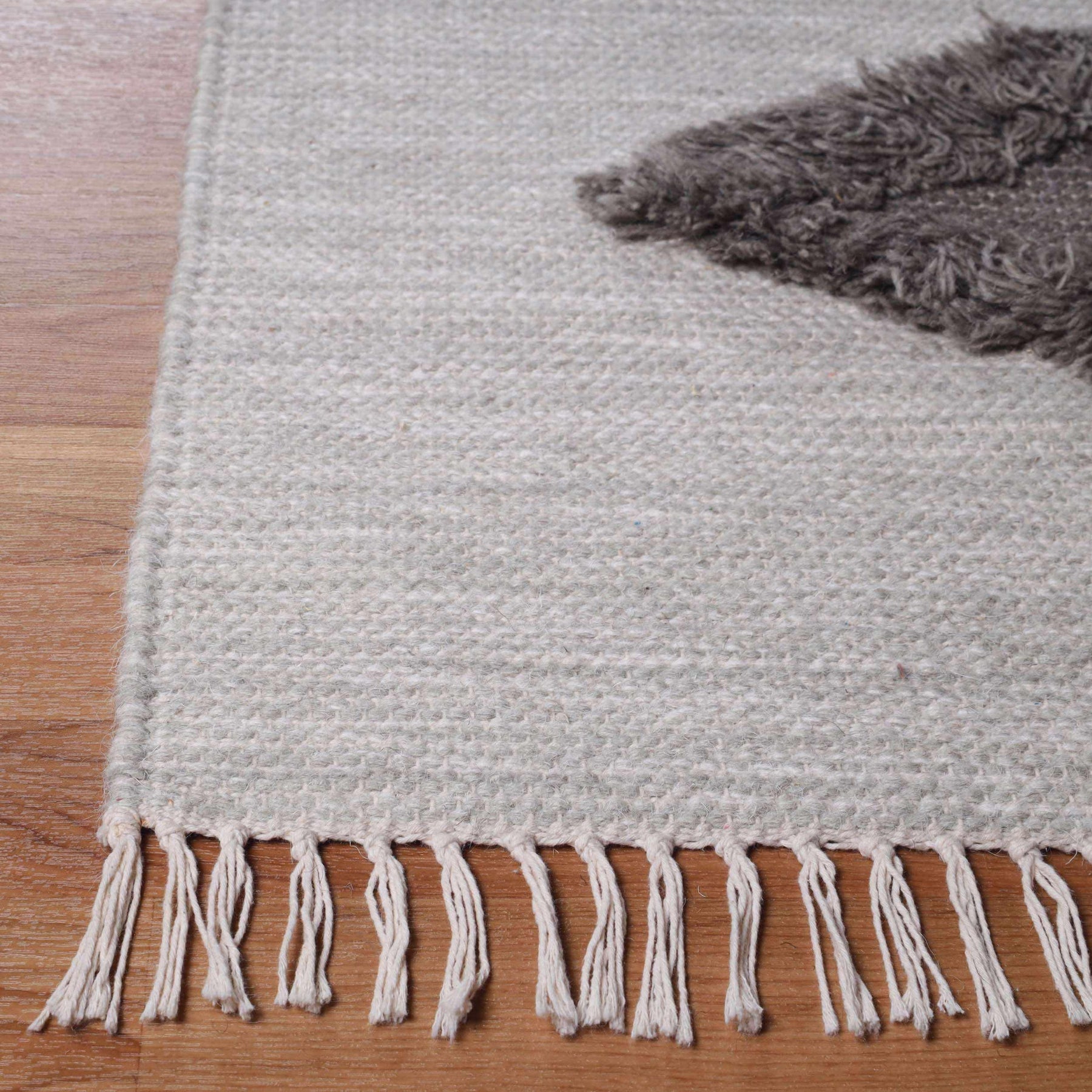 Eclectic Wool Abstract Geometric Fringe Indoor Area or Runner Rug