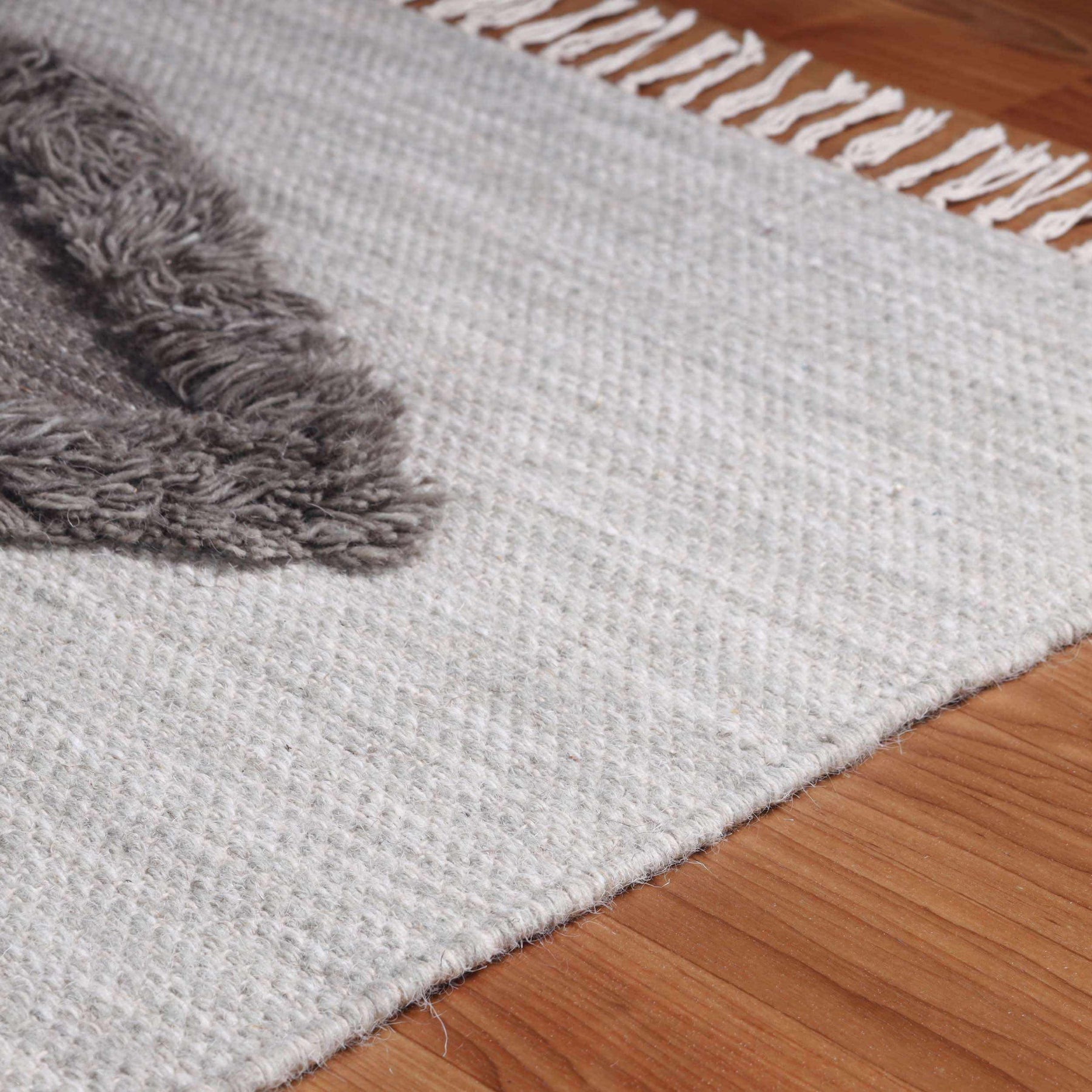 Eclectic Wool Abstract Geometric Fringe Indoor Area or Runner Rug