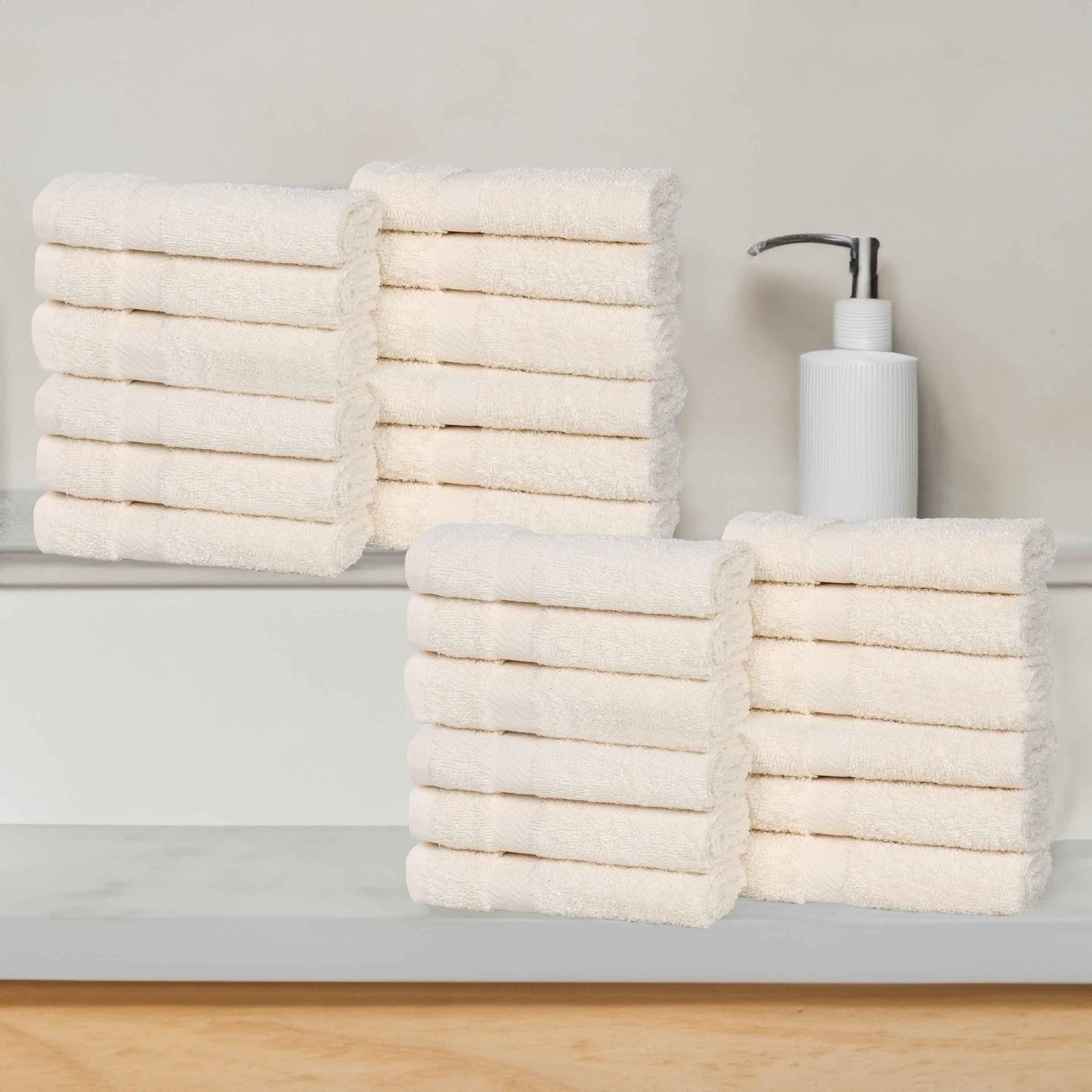 Eco-Friendly Cotton Absorbent 24-Piece Washcloth / Face Towel Set