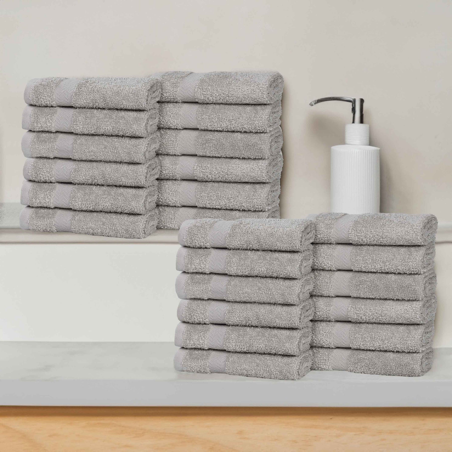 Eco-Friendly Cotton Absorbent 24-Piece Washcloth / Face Towel Set