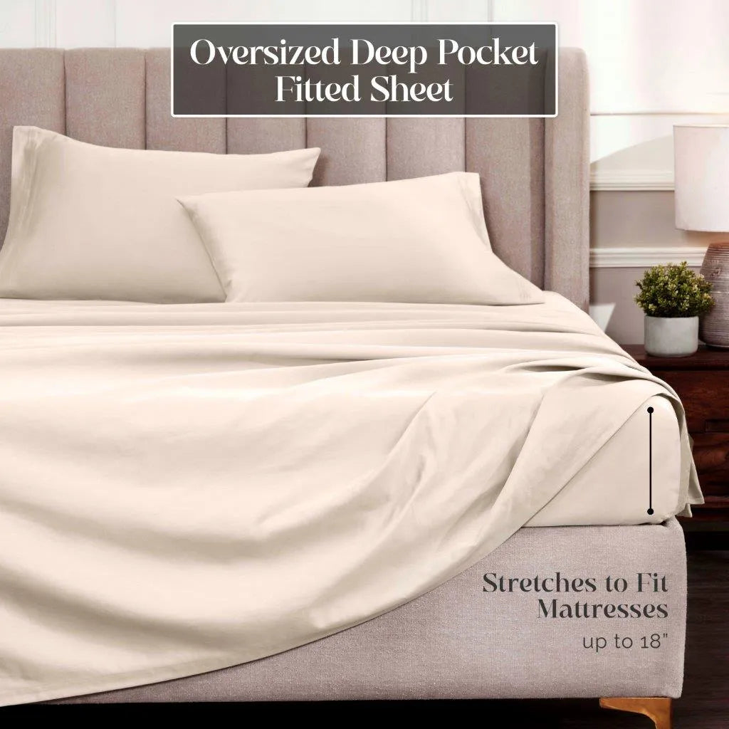 Egyptian Cotton 1500 Thread Count Eco-Friendly Solid Sheet Set Ivory