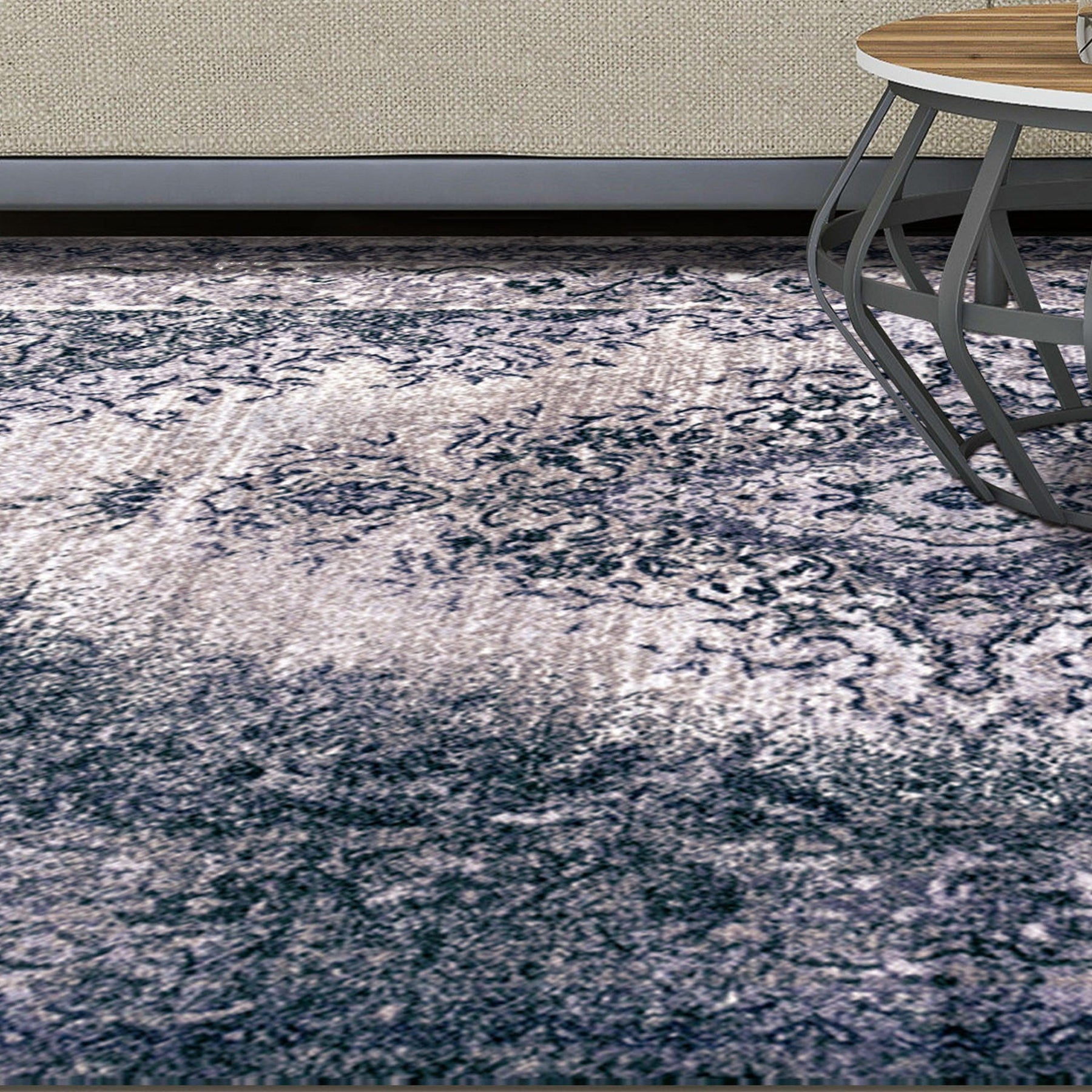 Eldwin Medallion Non-Slip Indoor Washable Area Rug Or Runner Rug