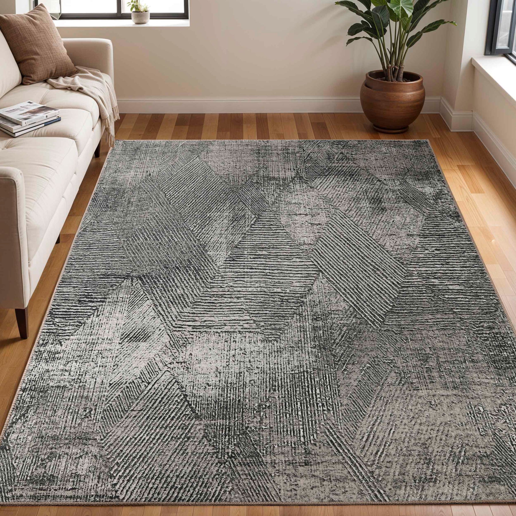 Elio Modern Geometric Indoor Area Rug or Runner Rug