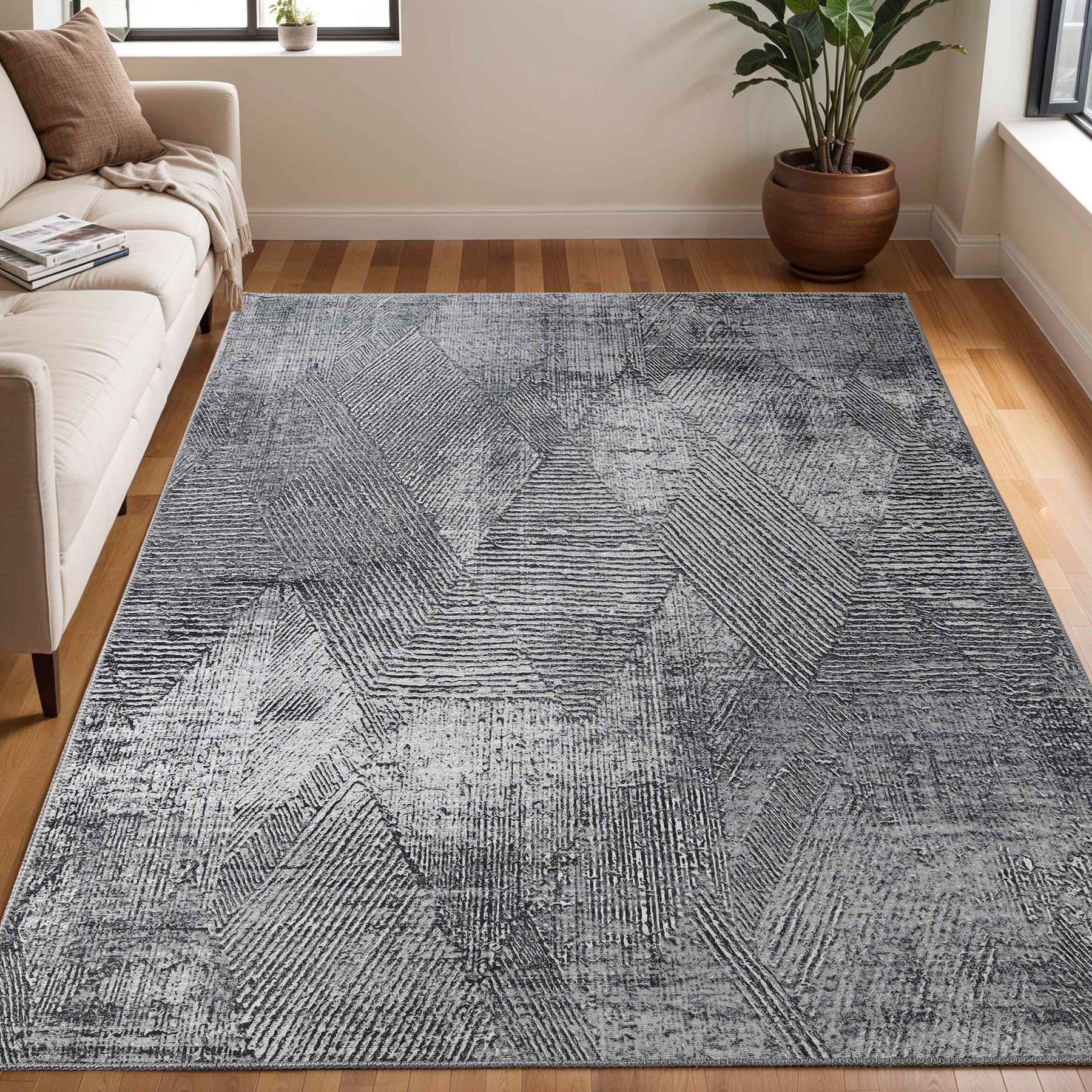 Elio Modern Geometric Indoor Area Rug or Runner Rug