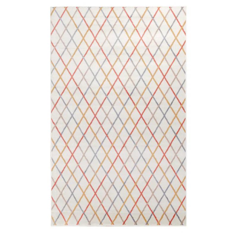 Ellis Diamond Trellis Indoor Area Rugs Or Runner Rug Bone