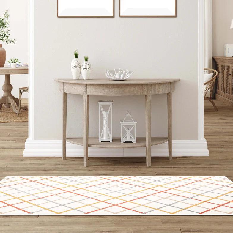 Ellis Diamond Trellis Indoor Area Rugs Or Runner Rug Bone