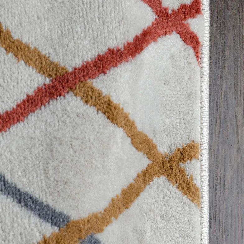 Ellis Diamond Trellis Indoor Area Rugs Or Runner Rug Bone