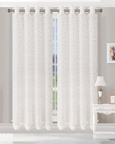 Embroidered Delicate Flower Sheer Grommet Curtain Panel Set