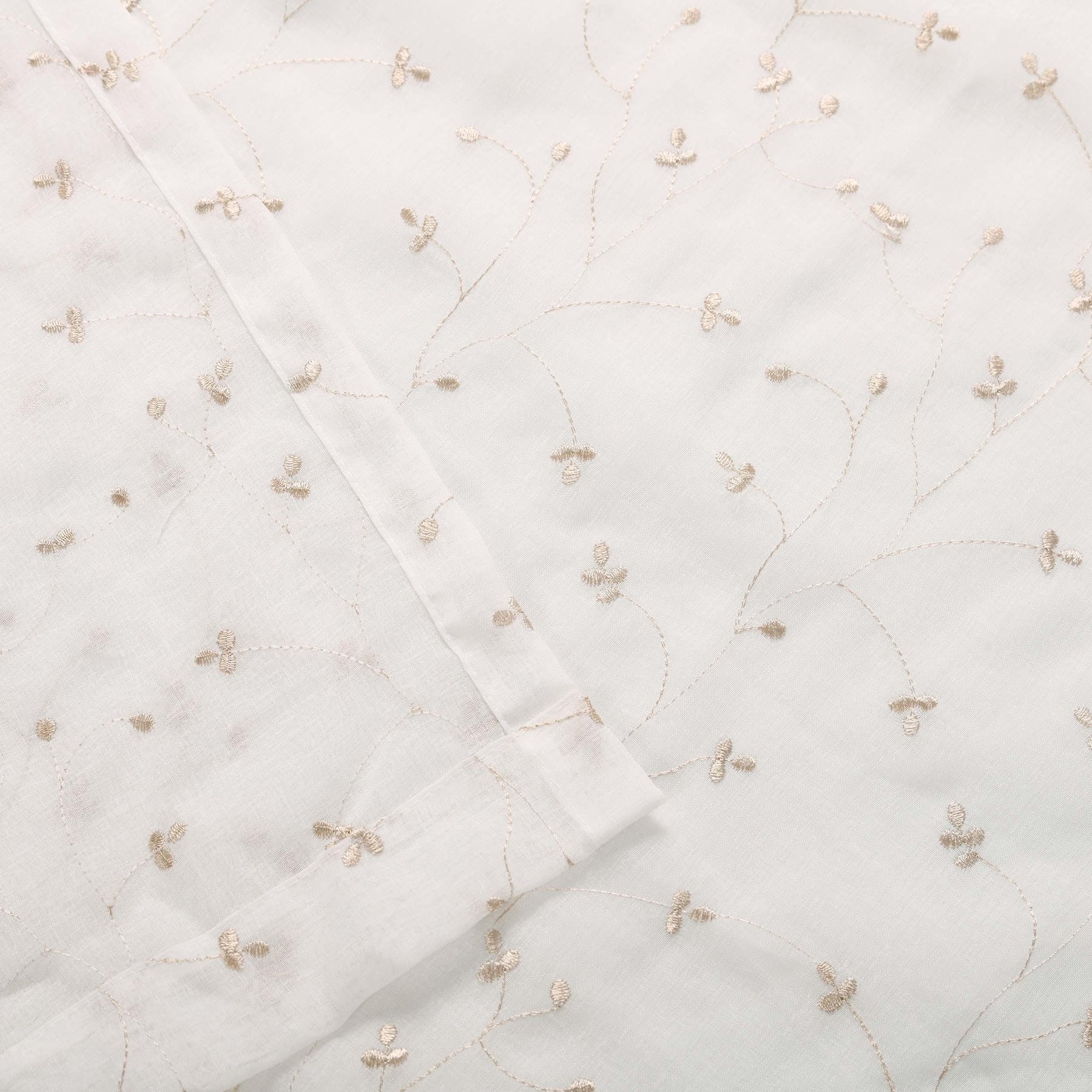 Embroidered Delicate Flower Sheer Grommet Curtain Panel Set