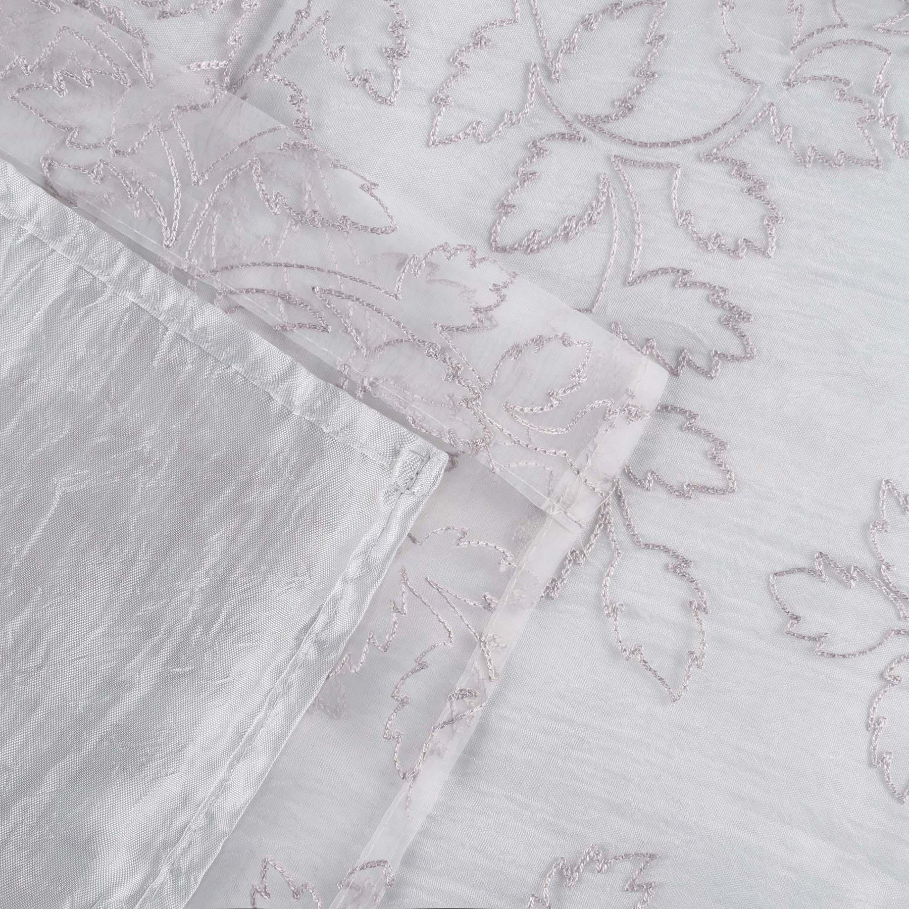 Embroidered Foliage Grommet Sheer Curtain Panel Set
