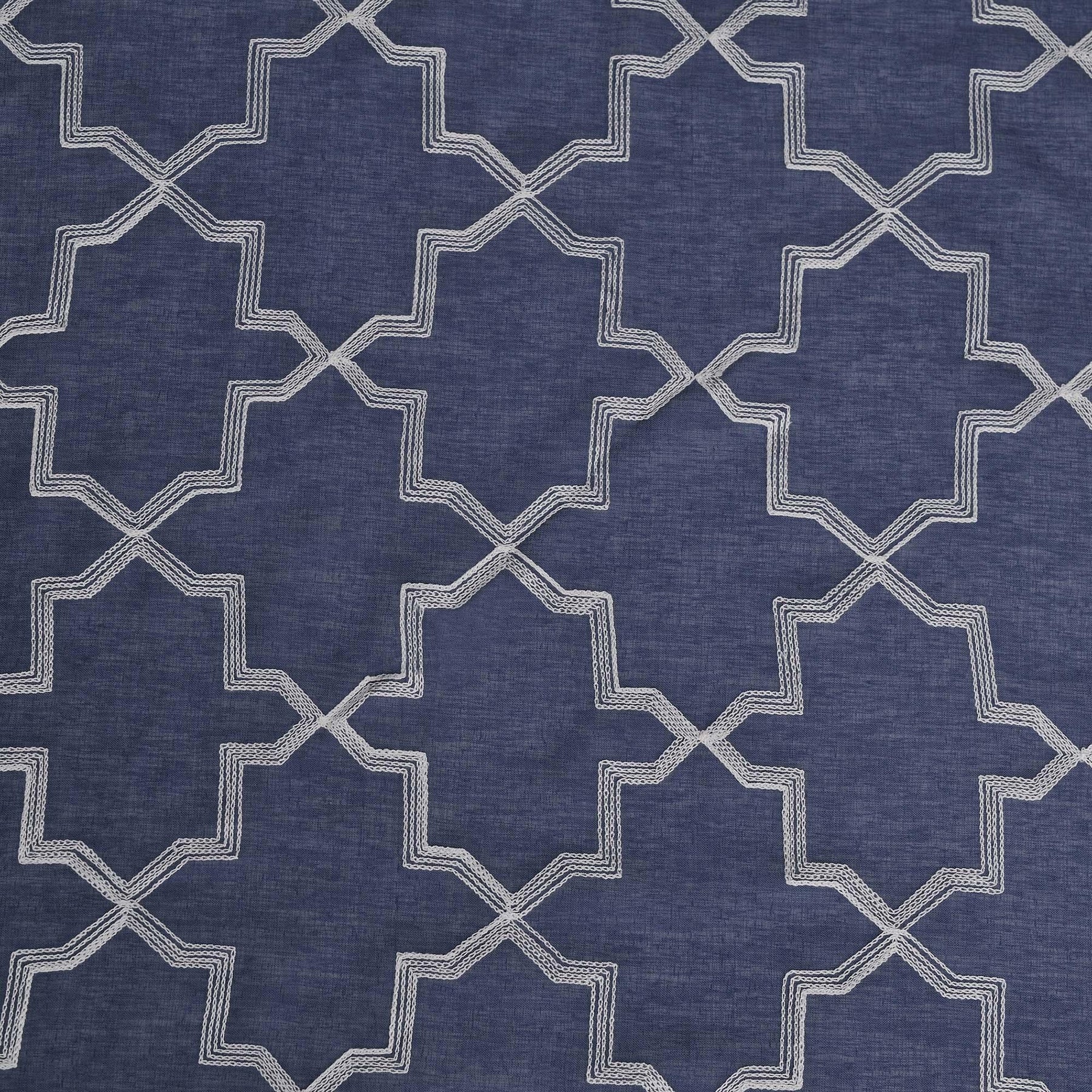 Embroidered Quatrefoil Semi Sheer 2 Piece Curtain Panel Set