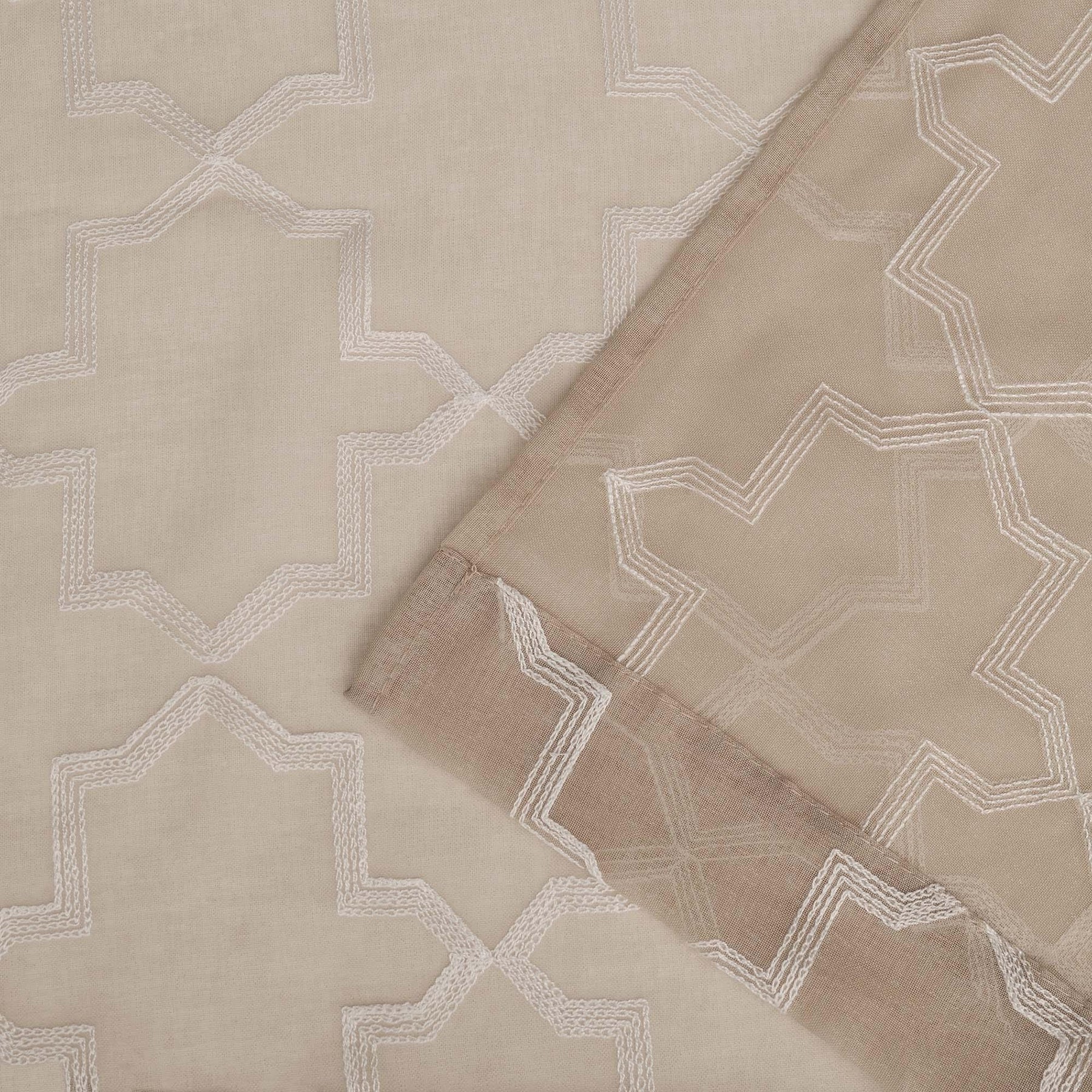 Embroidered Quatrefoil Semi Sheer 2 Piece Curtain Panel Set
