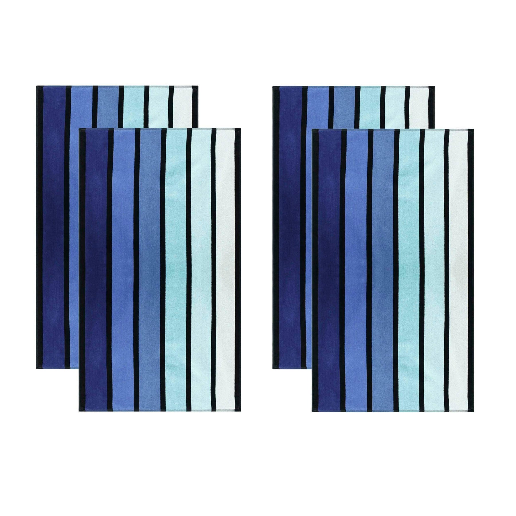 Faded Stripe Cotton Oversized Cotton 4 Piece Beach Towel Set