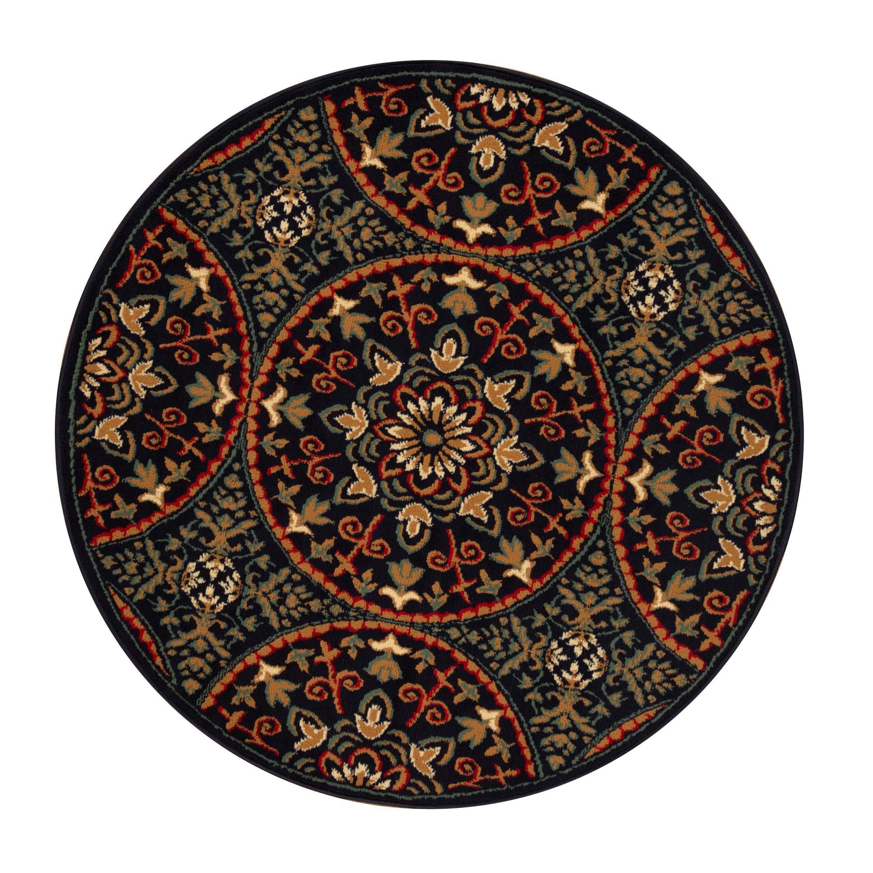 Fancy Geometric Medallion Floral Traditional Indoor Area Rug Midnight Blue